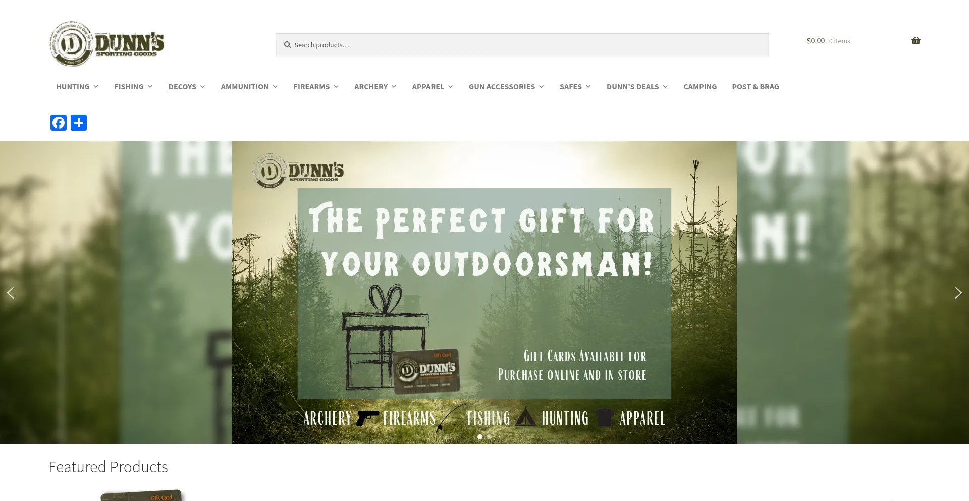 Website screenshot of Shopdunns.com