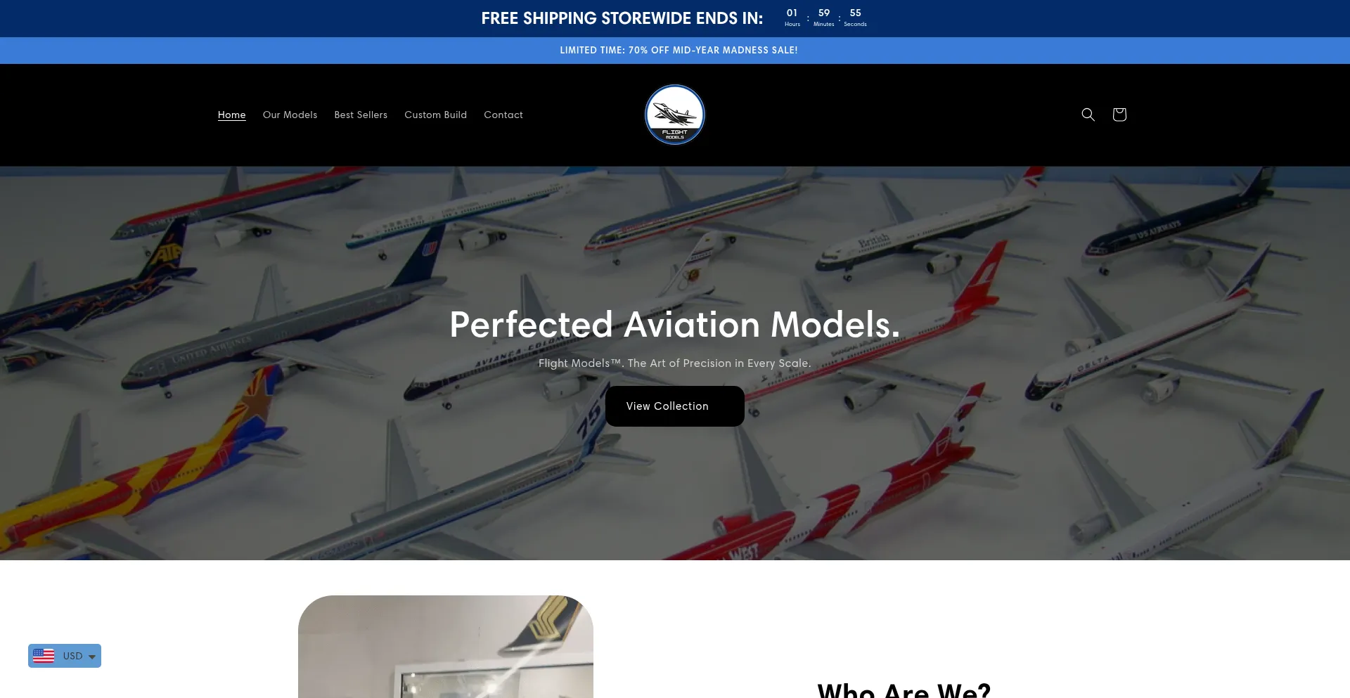 Website screenshot of Shopflightmodels.com