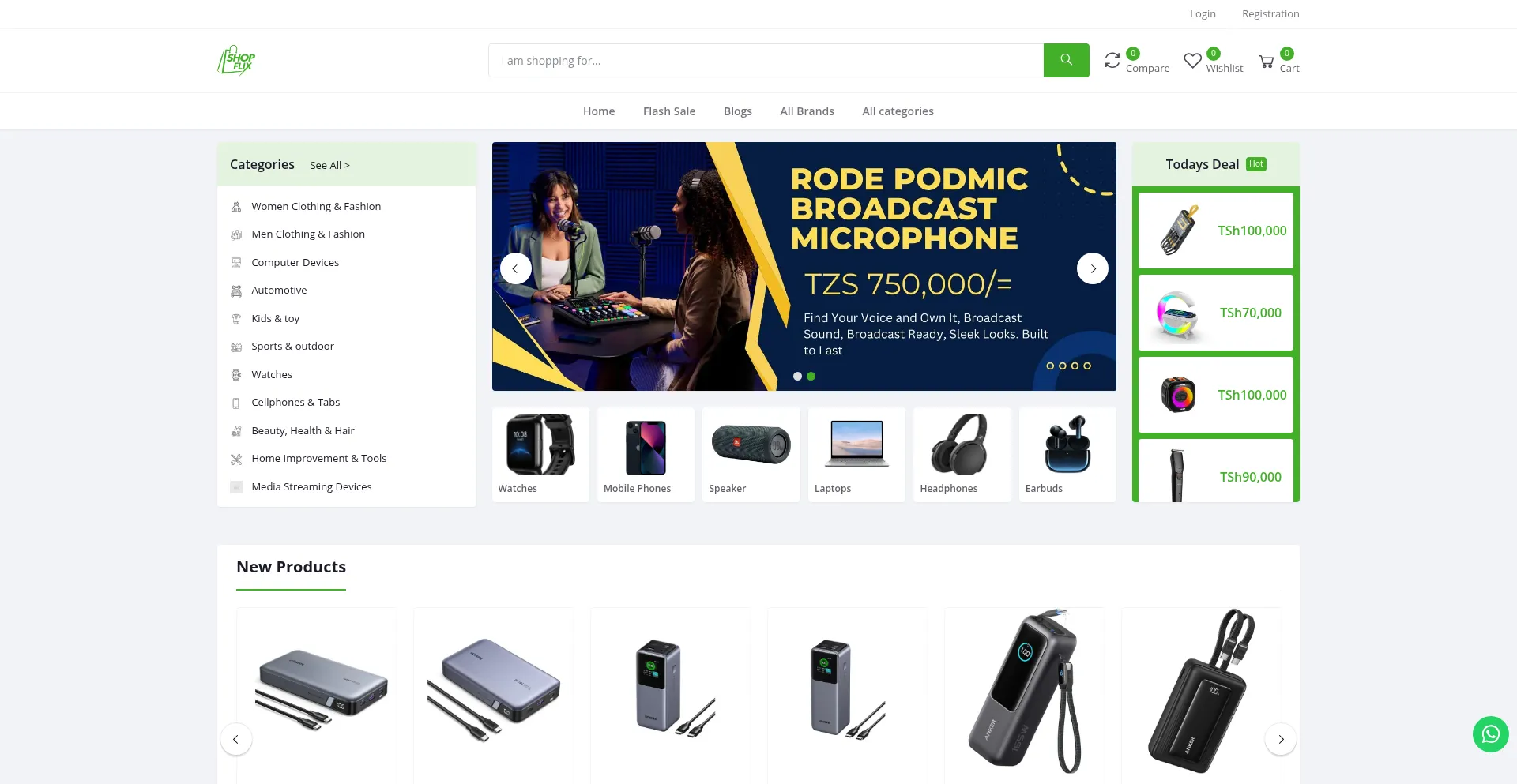 Website screenshot of Shopflix.co.tz