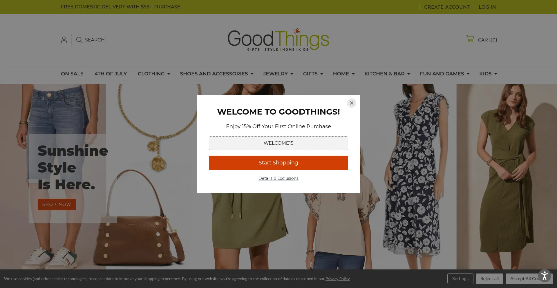 Website screenshot of Shopgoodthings.com