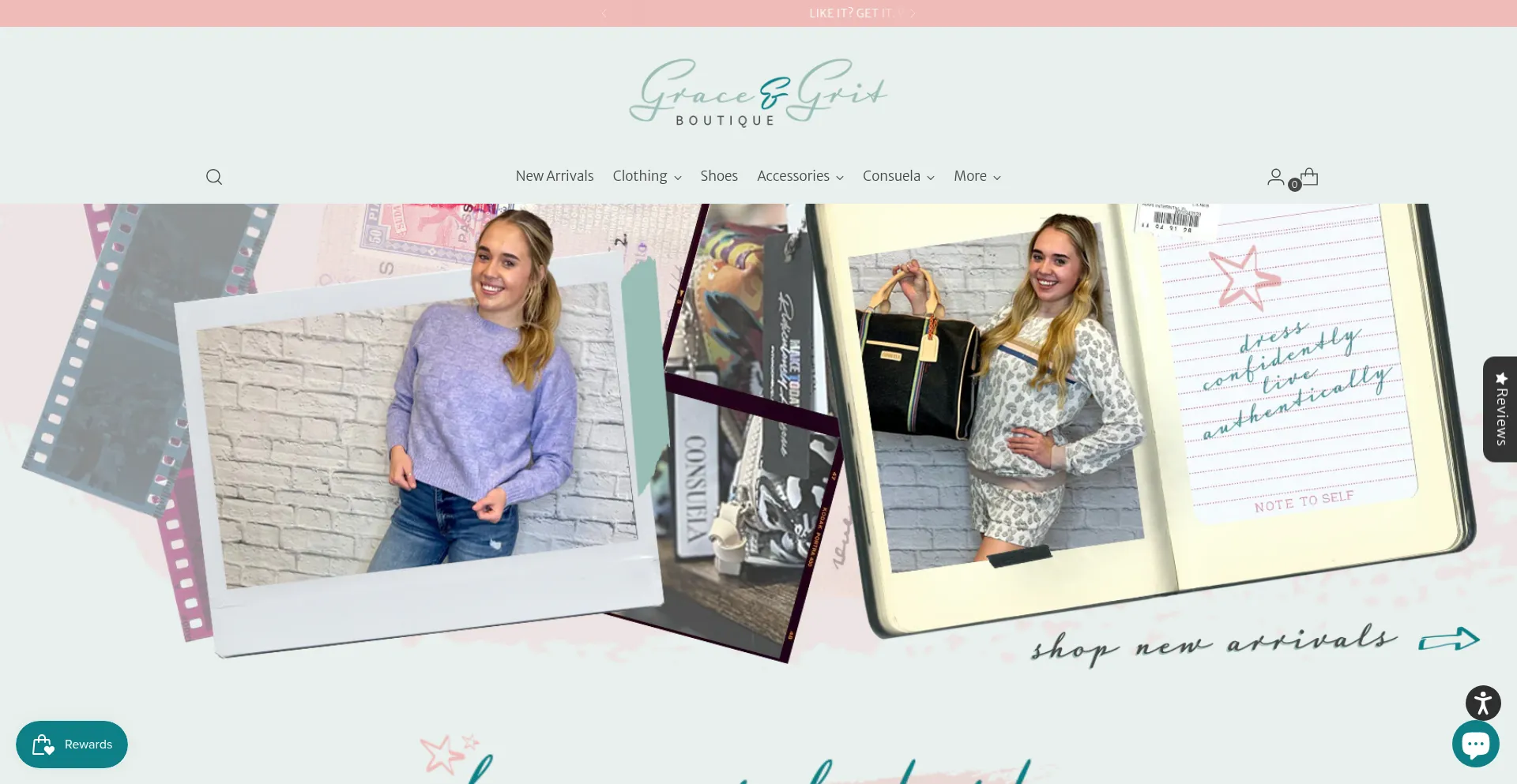Website screenshot of Shopgracengrit.com