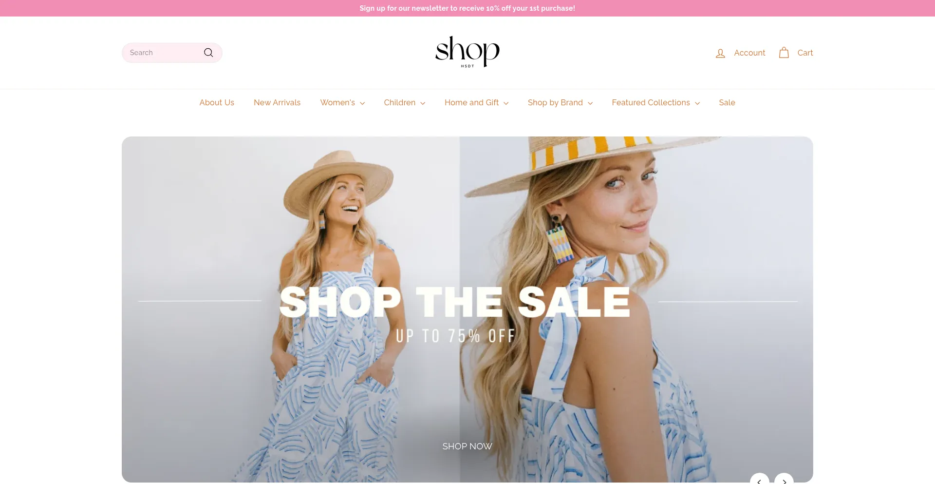 Website screenshot of Shophsdt.com