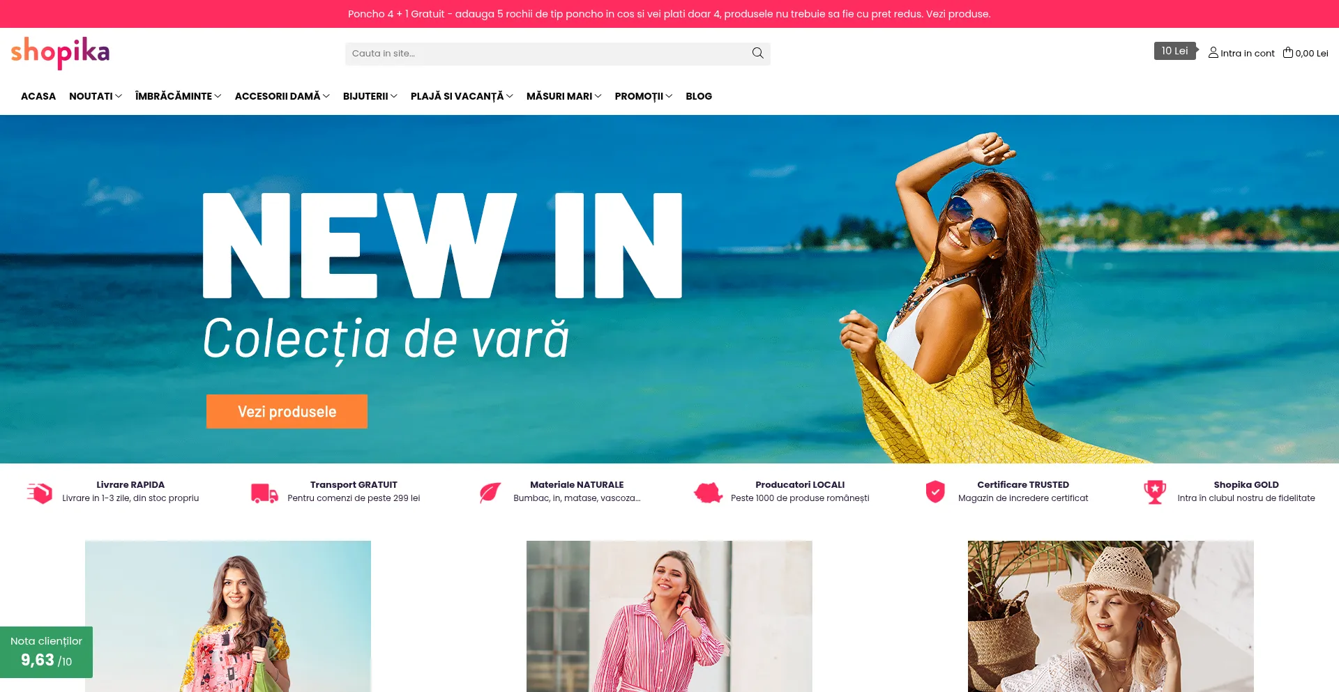 Website screenshot of Shopika.ro