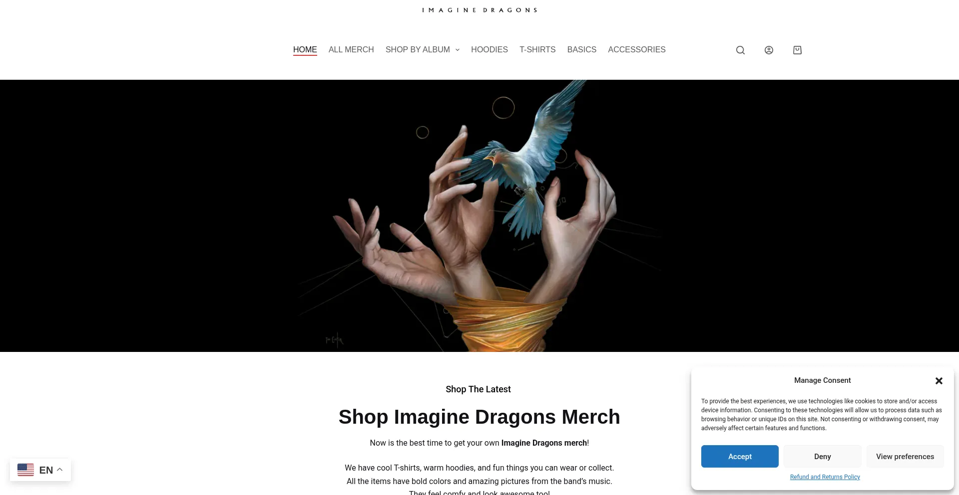 Website screenshot of Shopimaginedragon.com