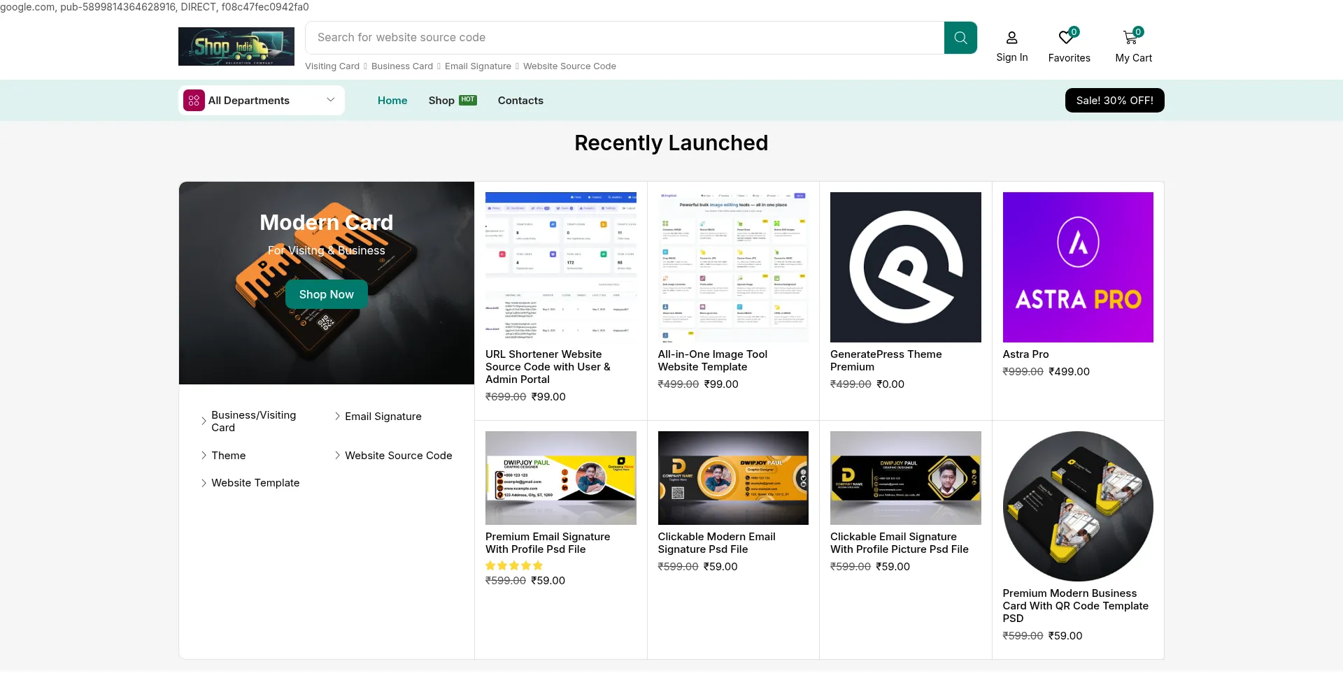 Website screenshot of Shopindia.co.in