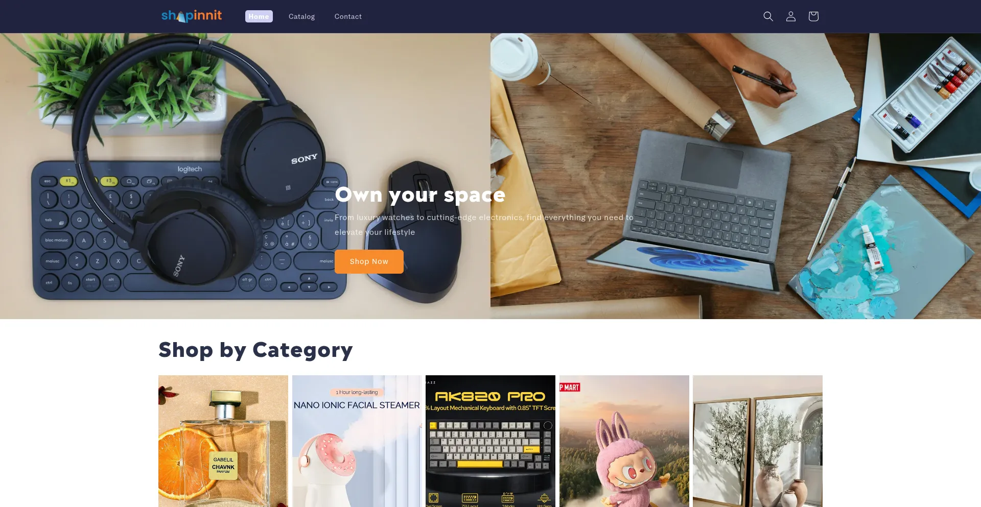 Website screenshot of Shopinnit.com