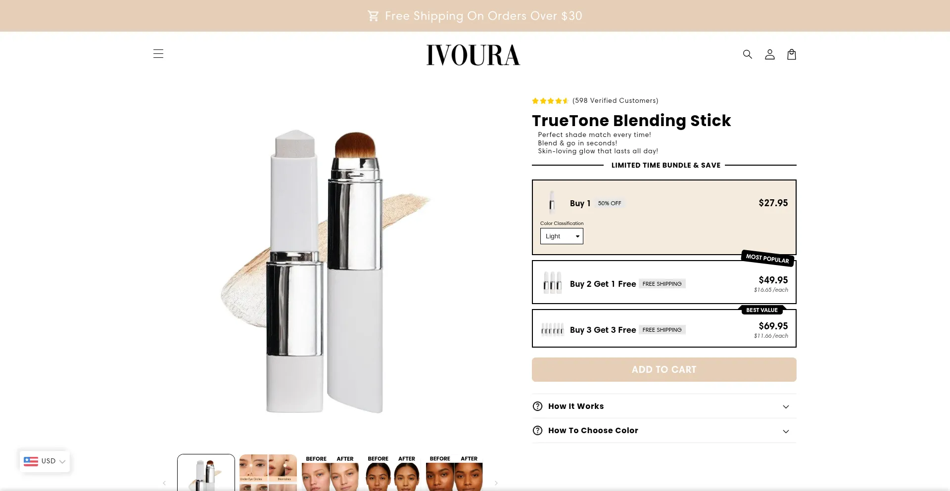 Website screenshot of Shopivoura.com
