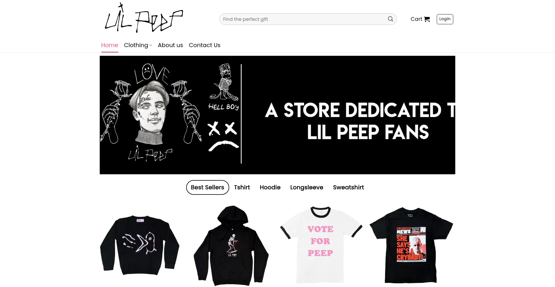 Website screenshot of Shoplilpeep.com