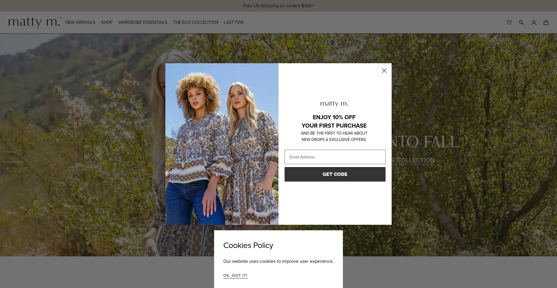 Website screenshot of Shopmattym.com