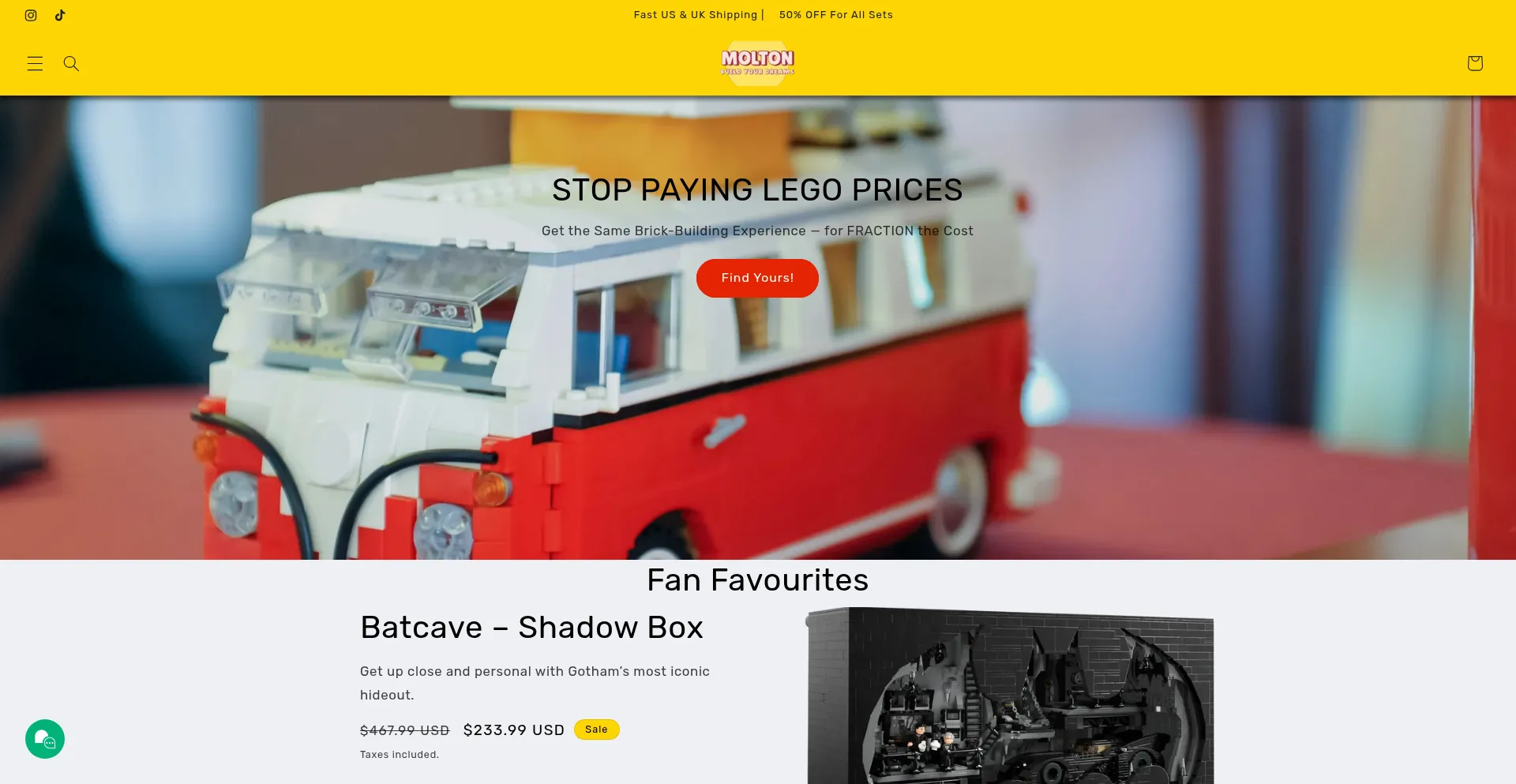 Website screenshot of Shopmolton.com