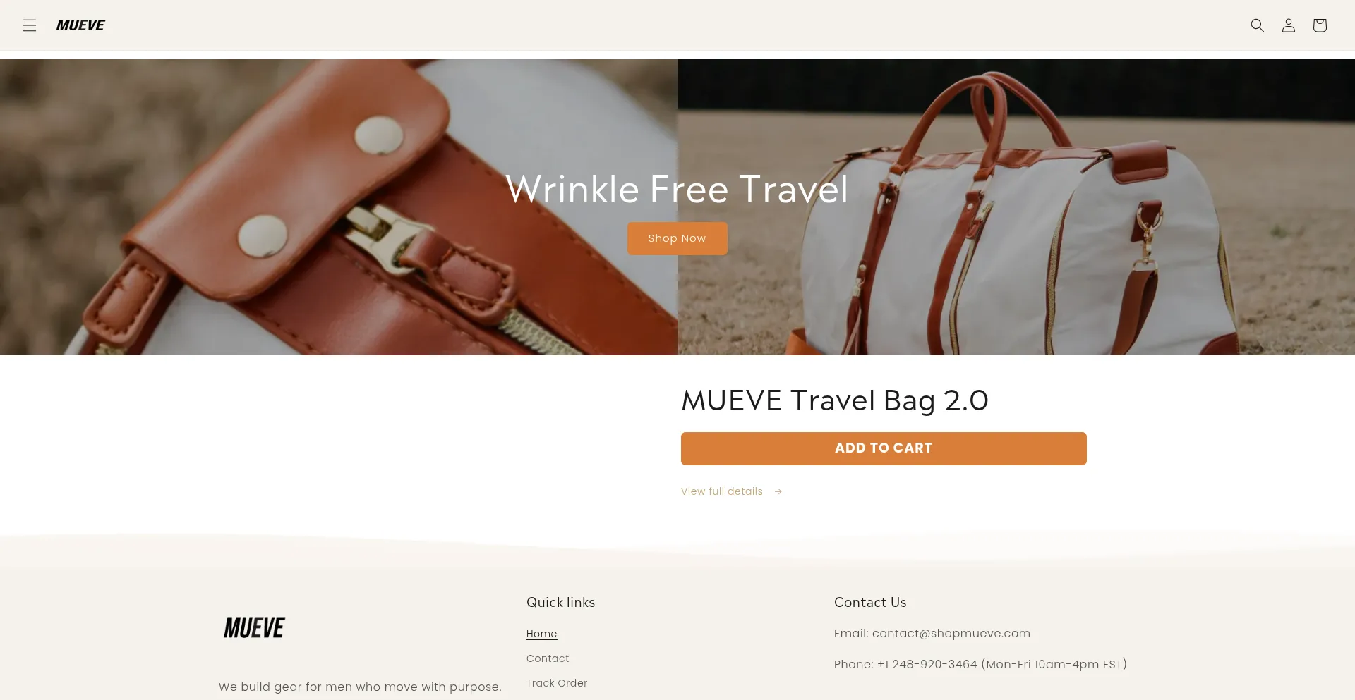 Website screenshot of Shopmueve.com