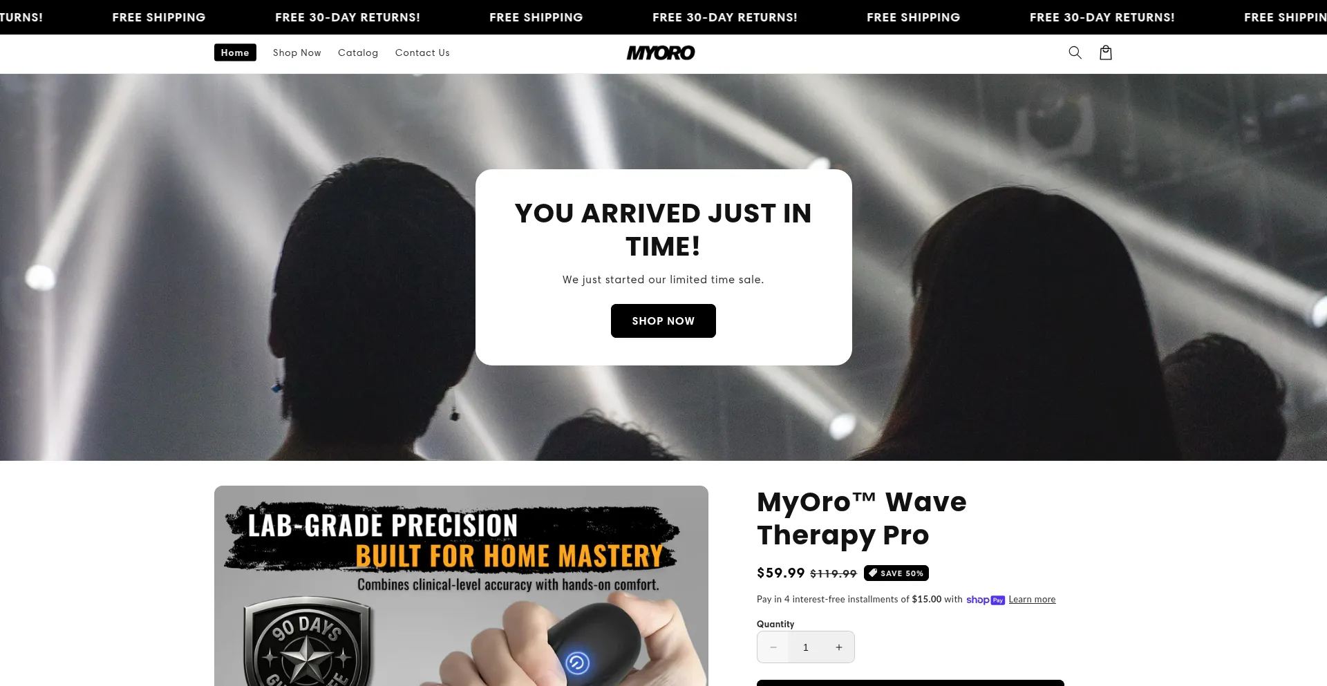 Website screenshot of Shopmyoro.com