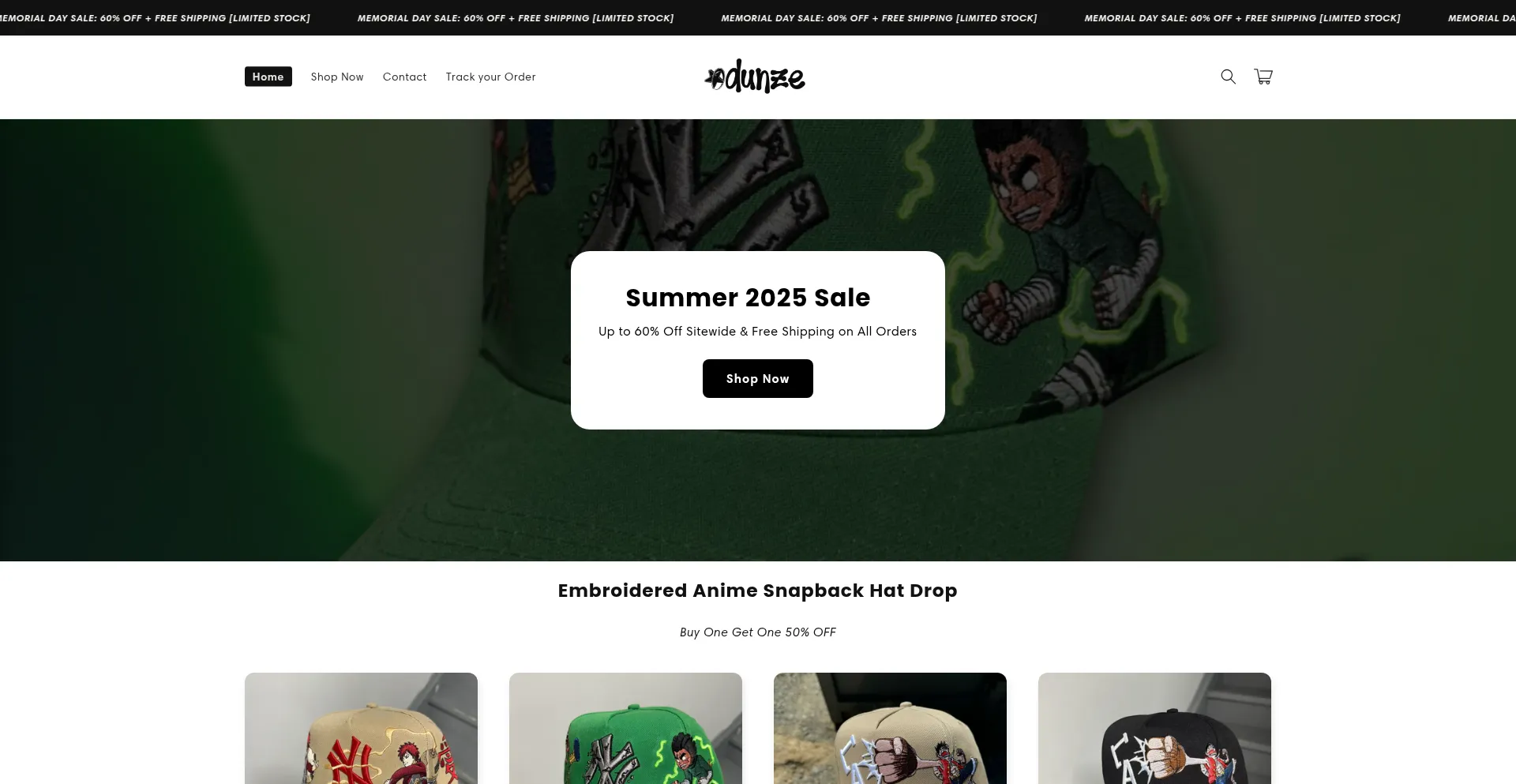 Website screenshot of Shopodunze.com