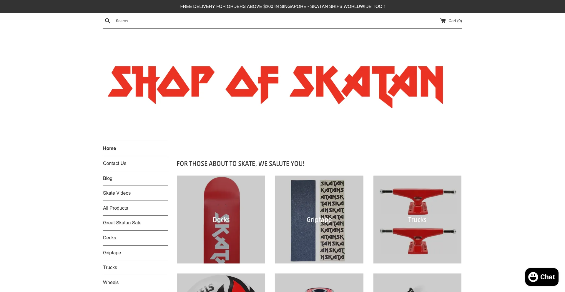 Website screenshot of Shopofskatan.com