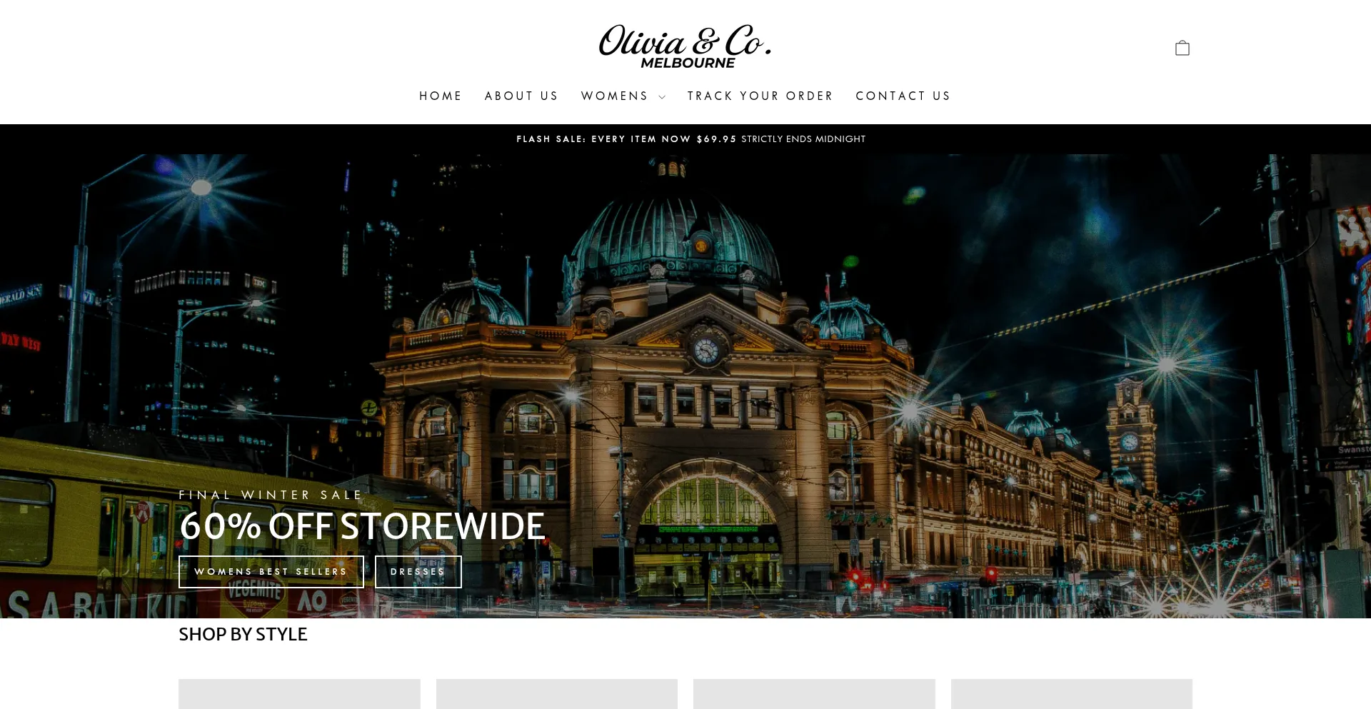 Website screenshot of Shopolivia-melbourne.com