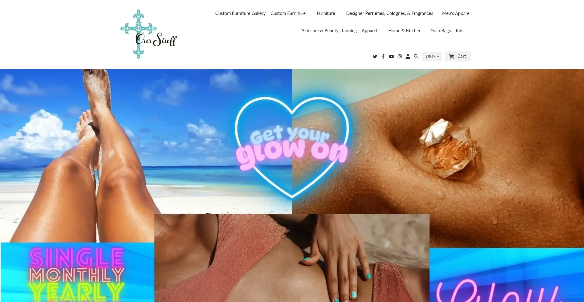 Website screenshot of Shopourstuff.com