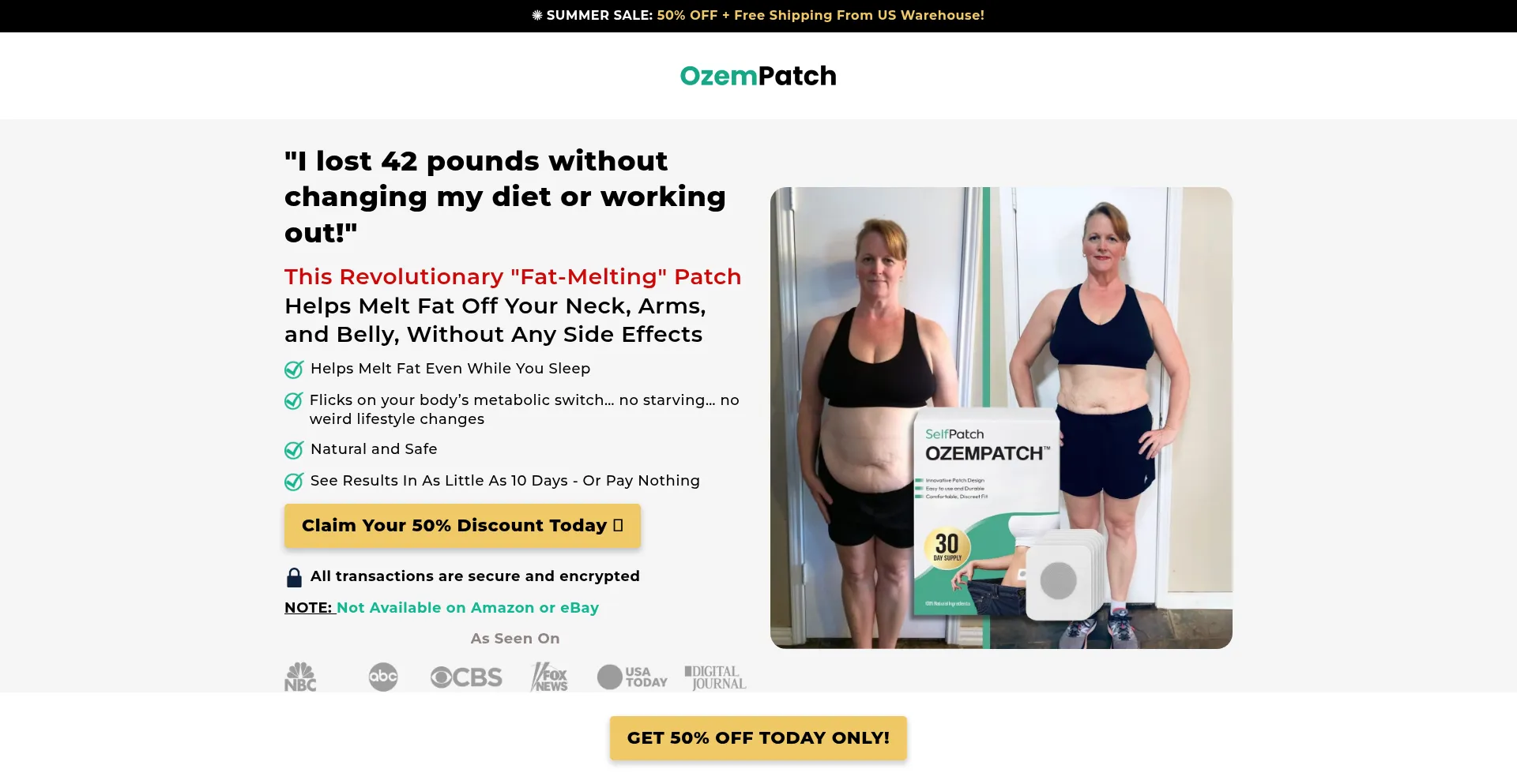 Website screenshot of Shopozempatch.com