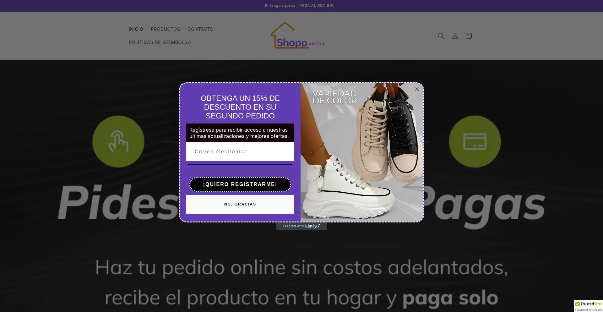 Website screenshot of Shoppaktiva.com