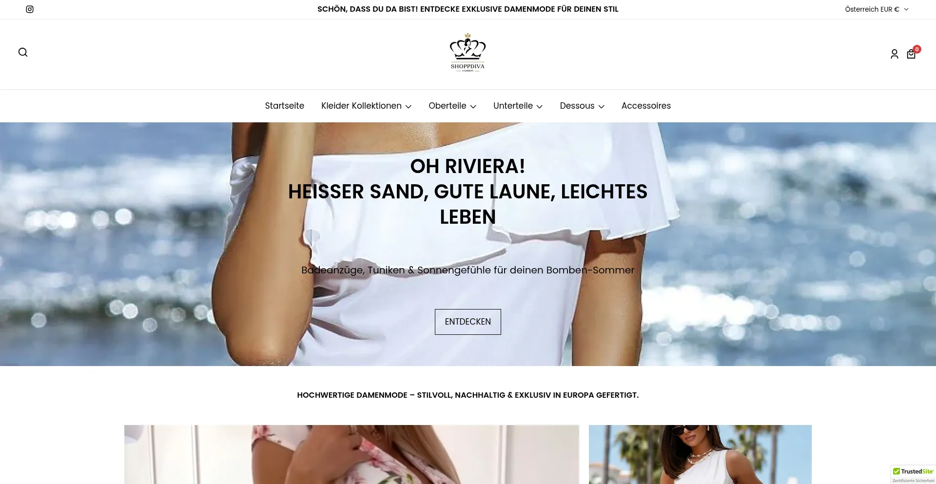 Website screenshot of Shoppdiva.eu