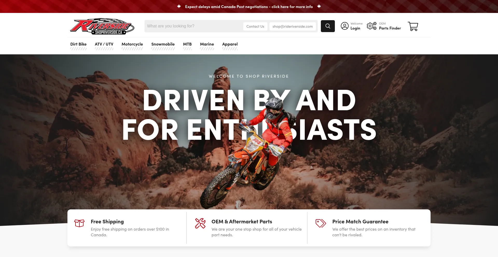 Website screenshot of Shopriverside.ca