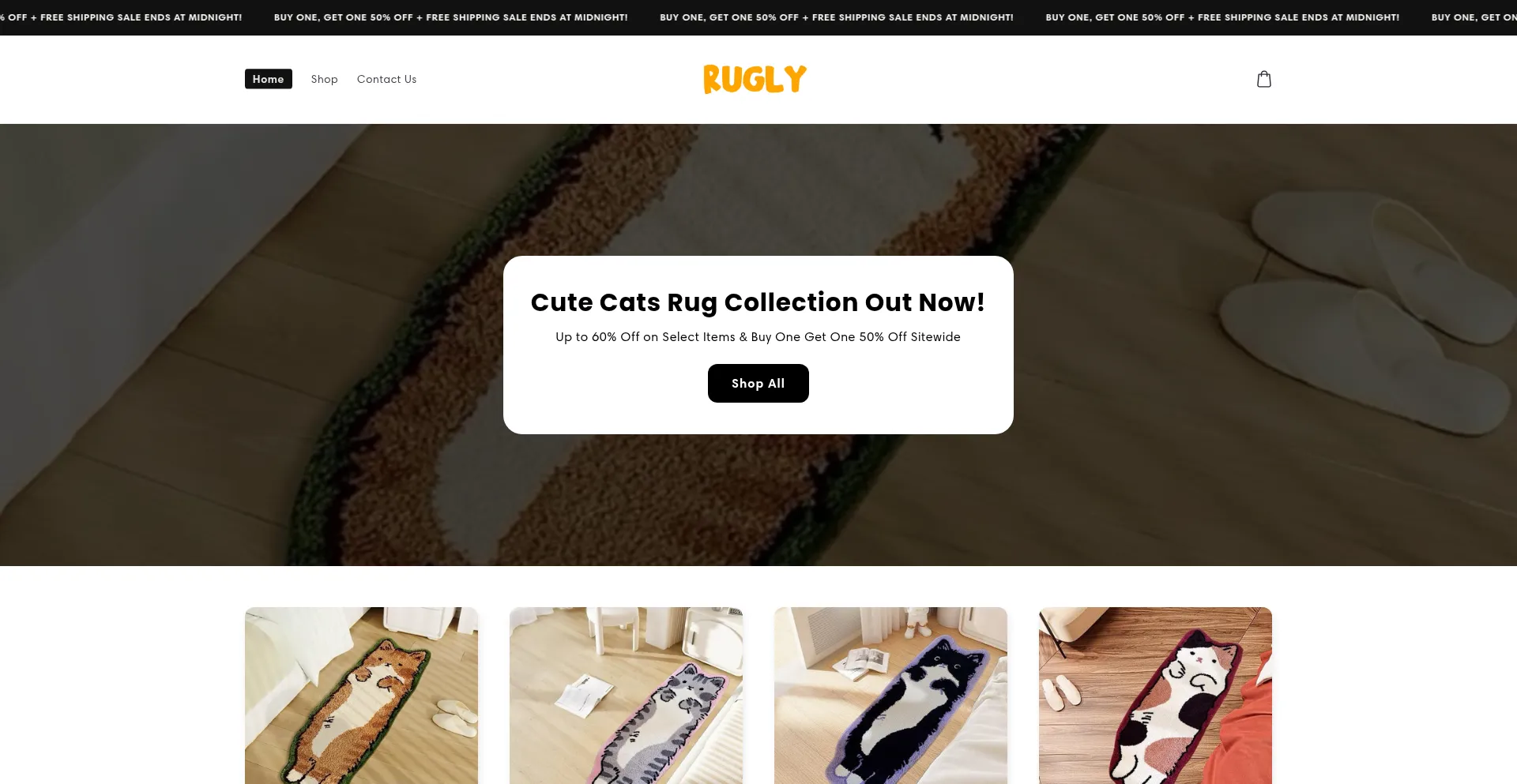 Website screenshot of Shoprugly.com