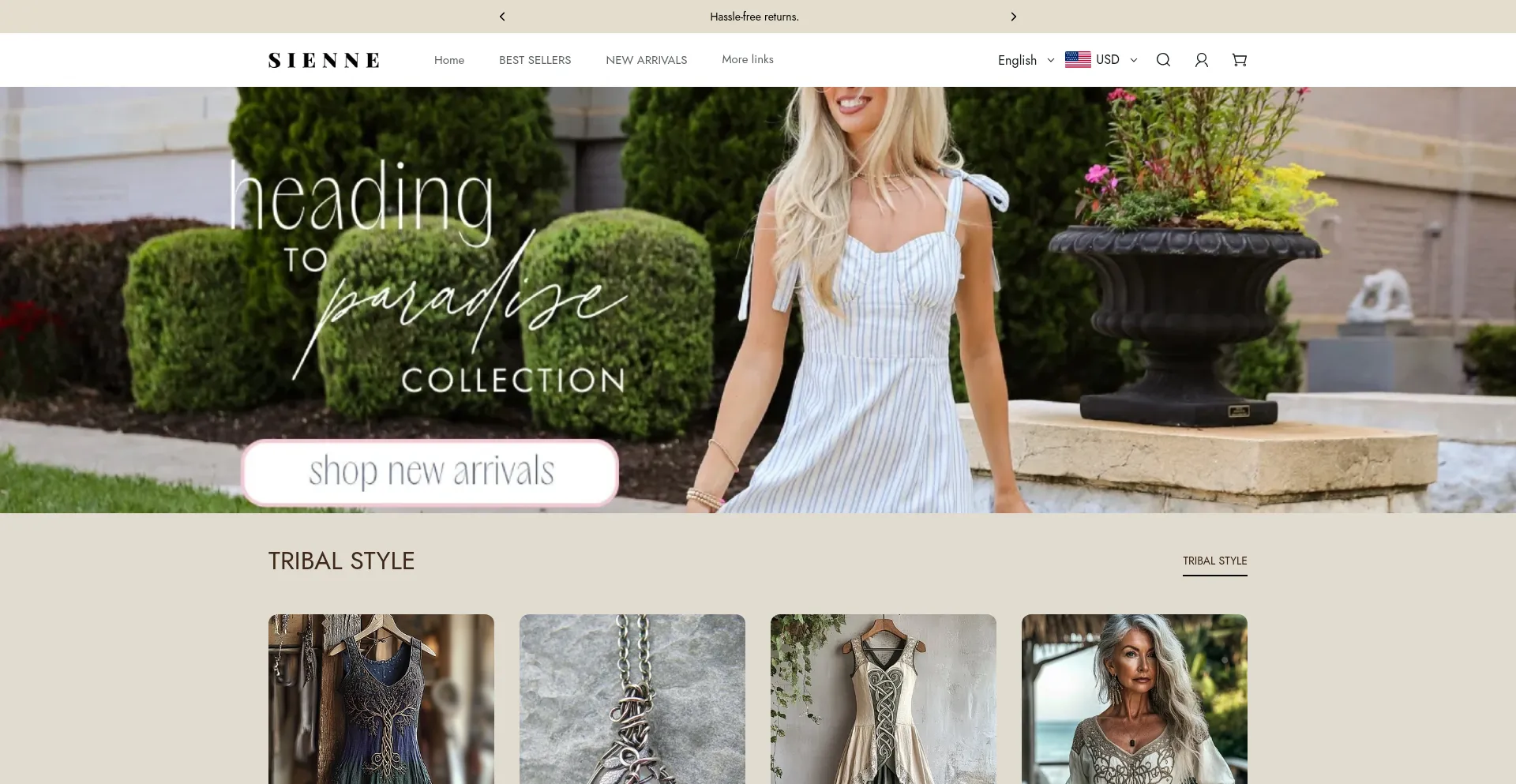 Website screenshot of Shopsienne.com