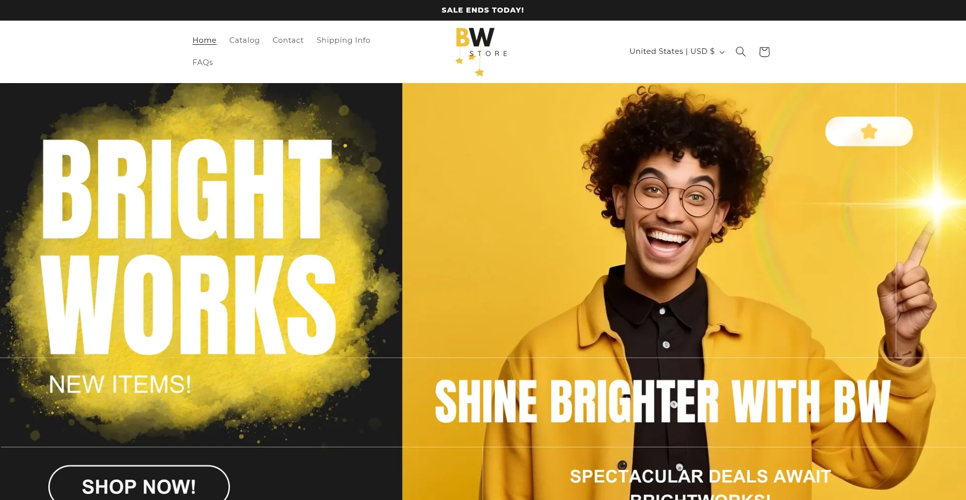 Website screenshot of Shopthebrightworks.co