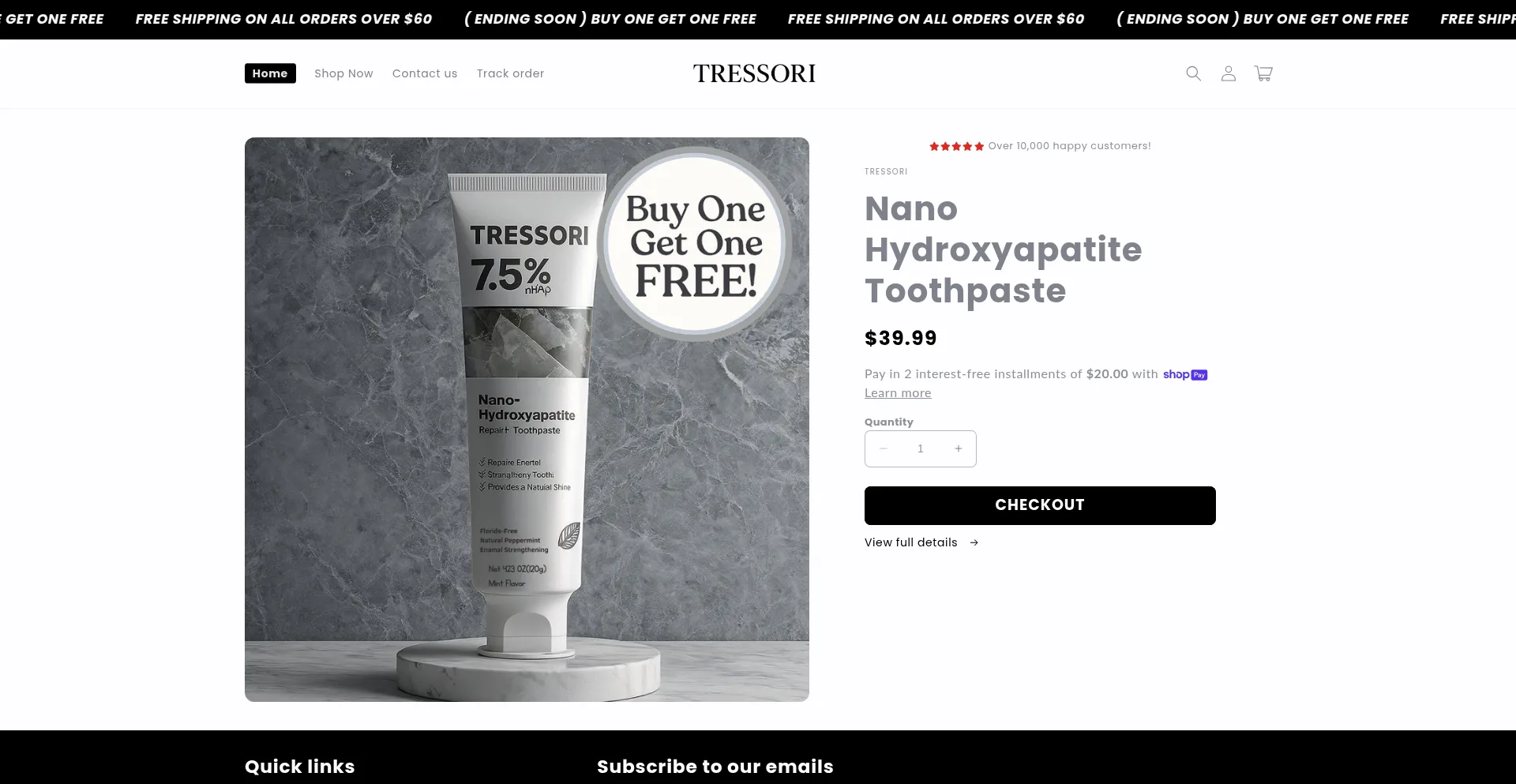 Website screenshot of Shoptressori.com