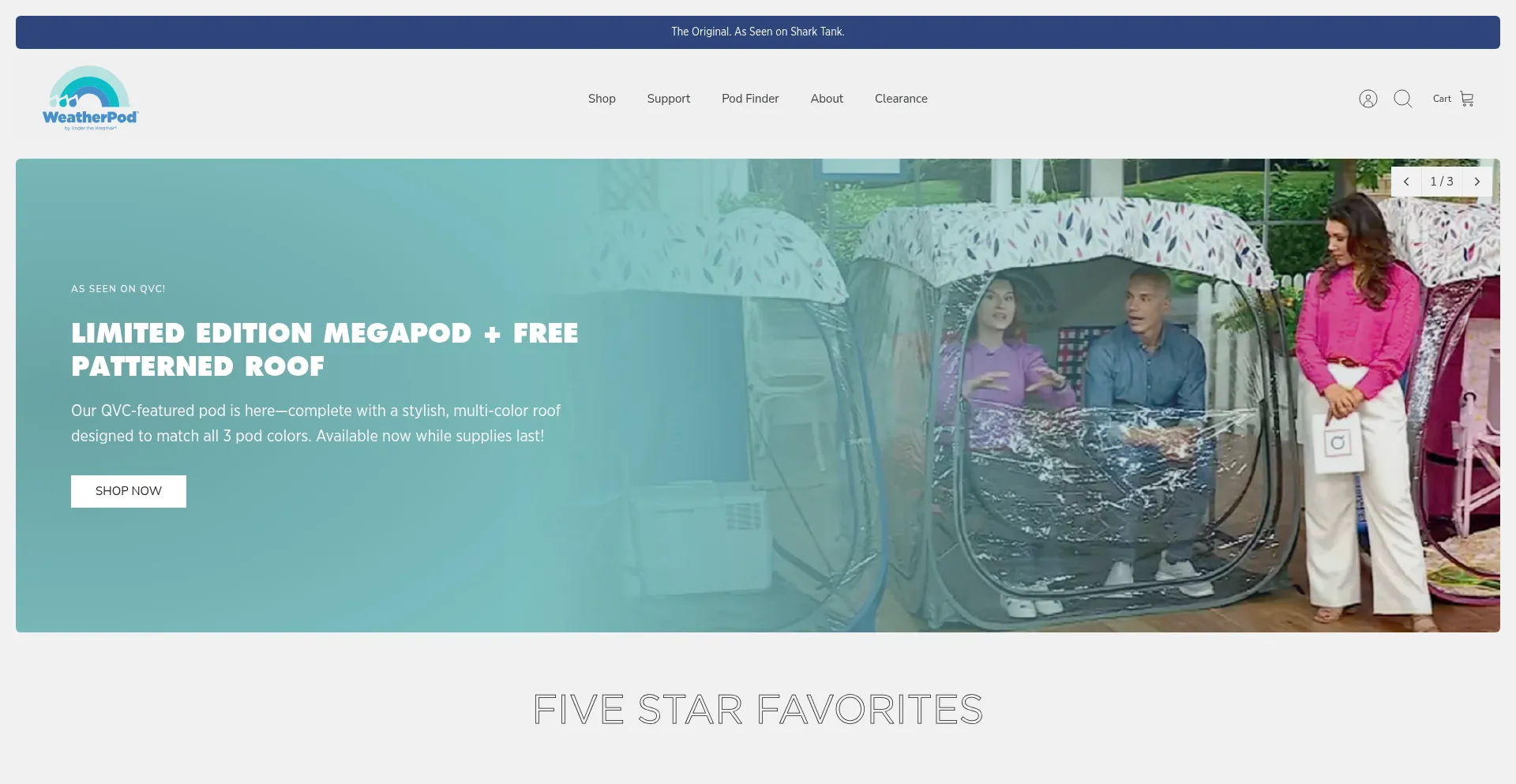 Website screenshot of Shopweatherpod.com