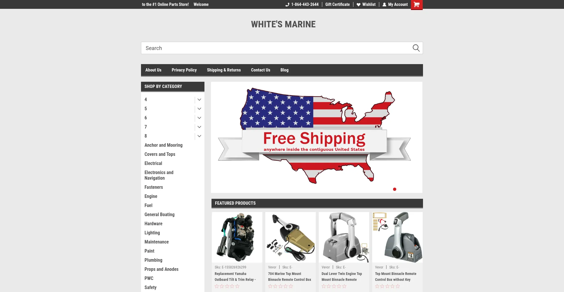 Website screenshot of Shopwms.com