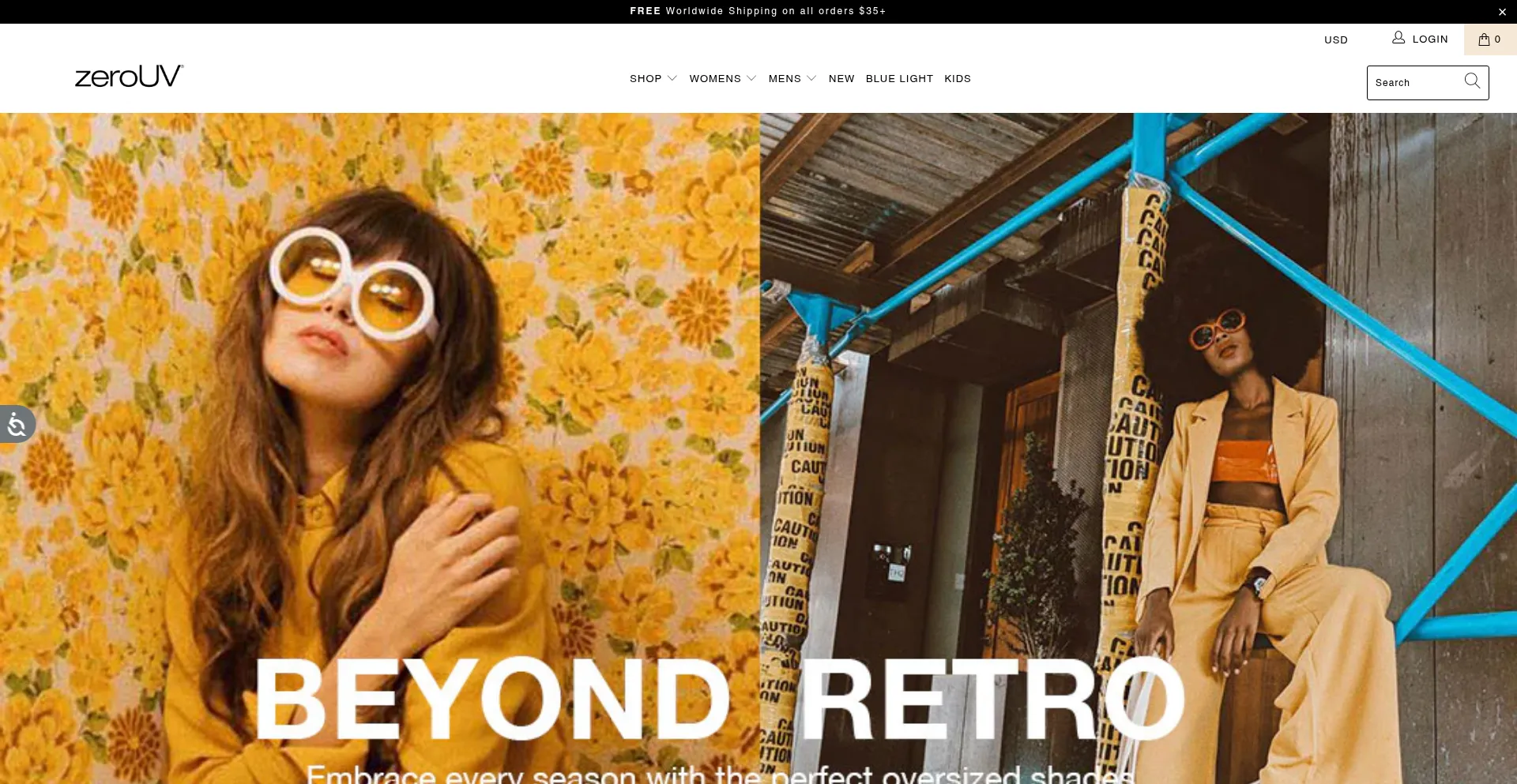 Website screenshot of Shopzerouv.com
