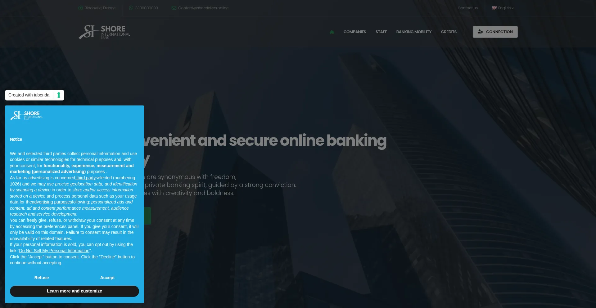 Website screenshot of Shoreinters.online