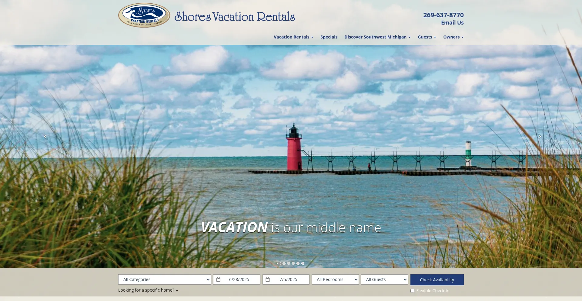 Website screenshot of Shoresvacationrentals.com