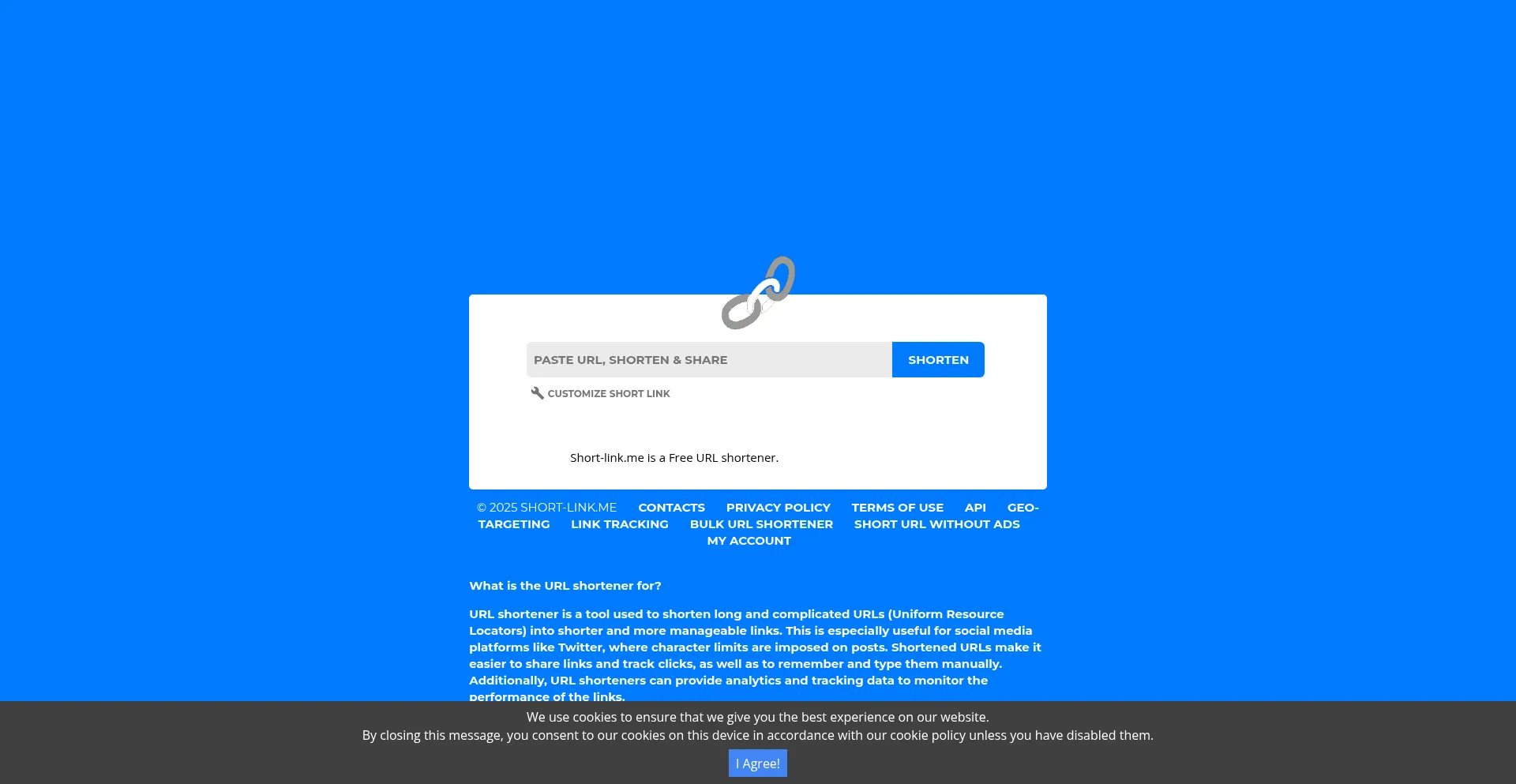 Website screenshot of Short-link.me