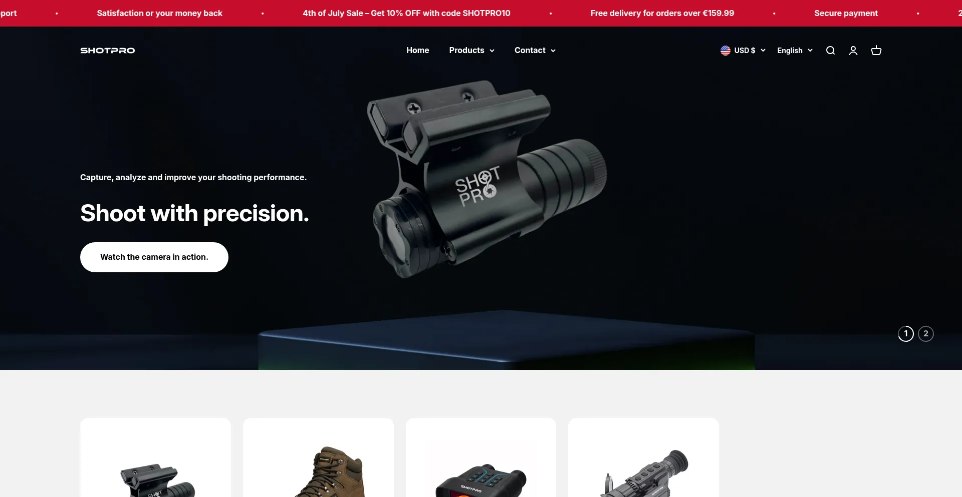 Website screenshot of Shotprofr.com