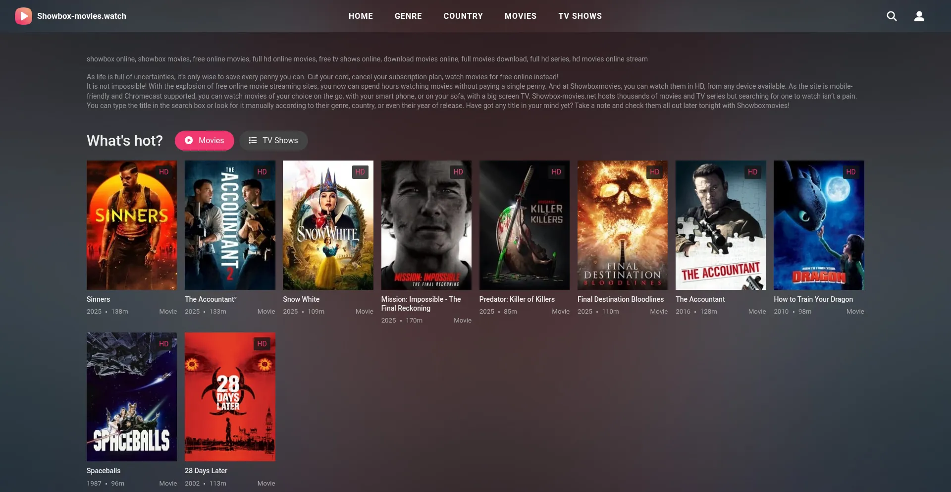 Showboxmovies.watch Огляд Шахрайство? Дуже низька надійність 1/100