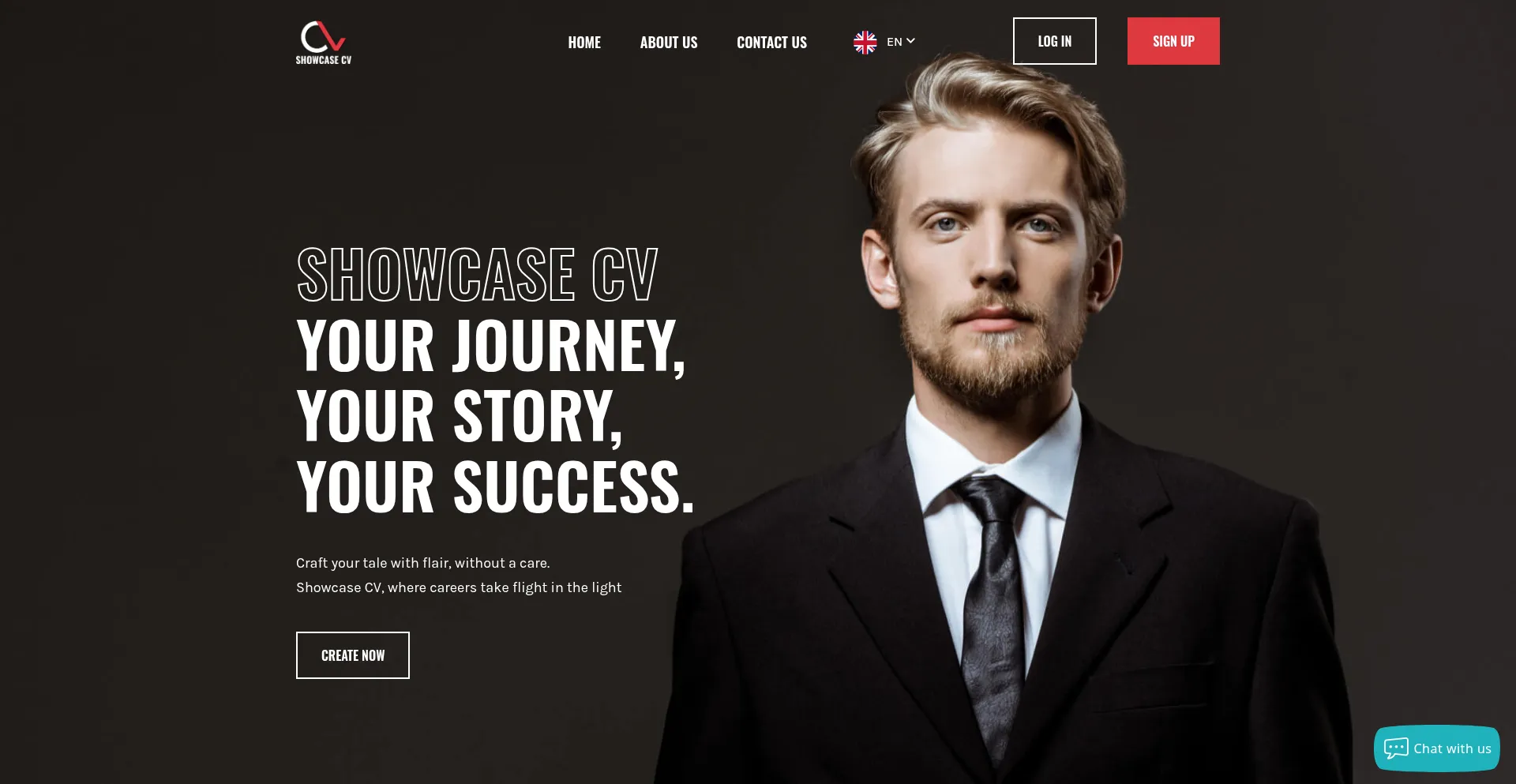 Website screenshot of Showcasecv.com