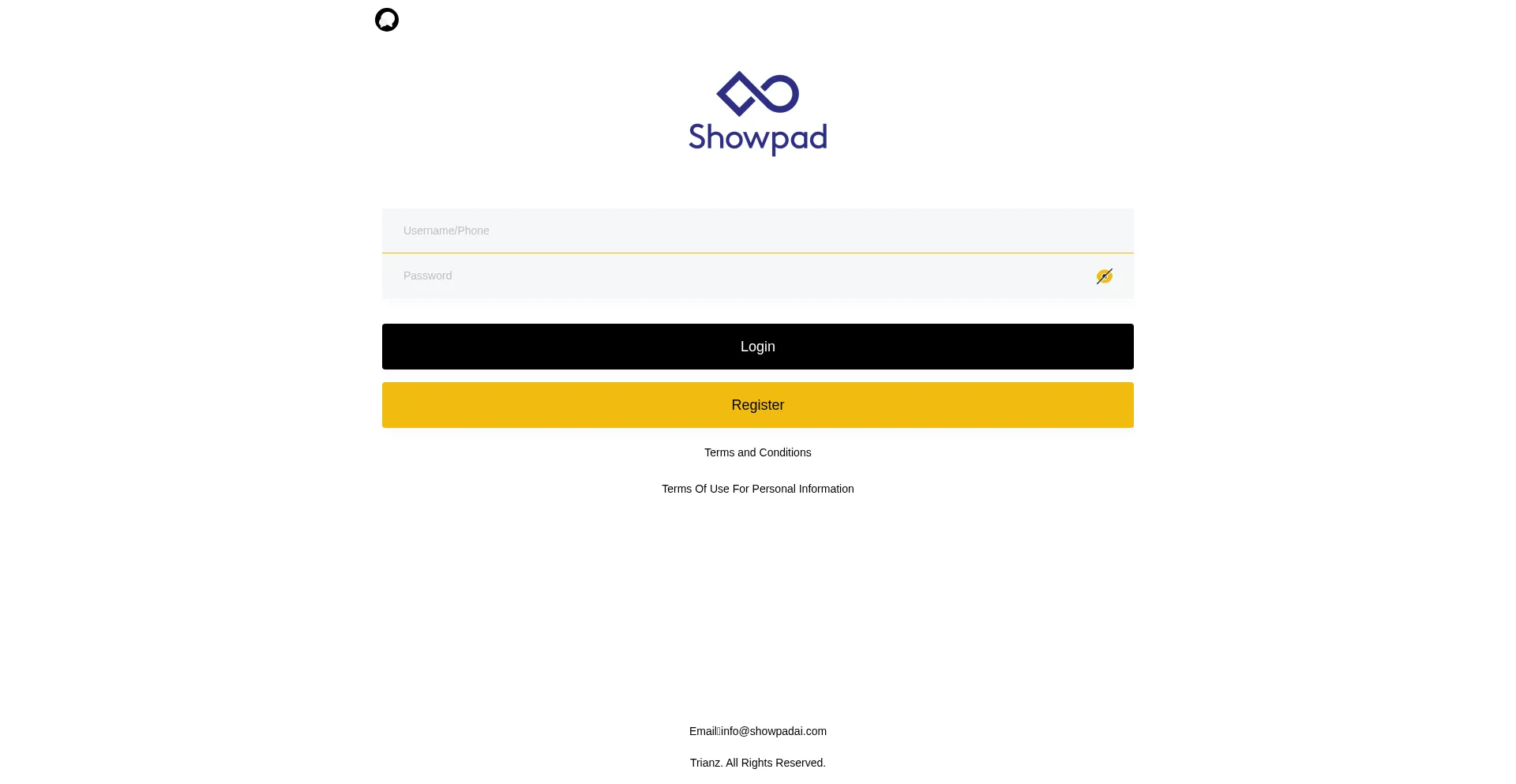 Website screenshot of Showpad.top