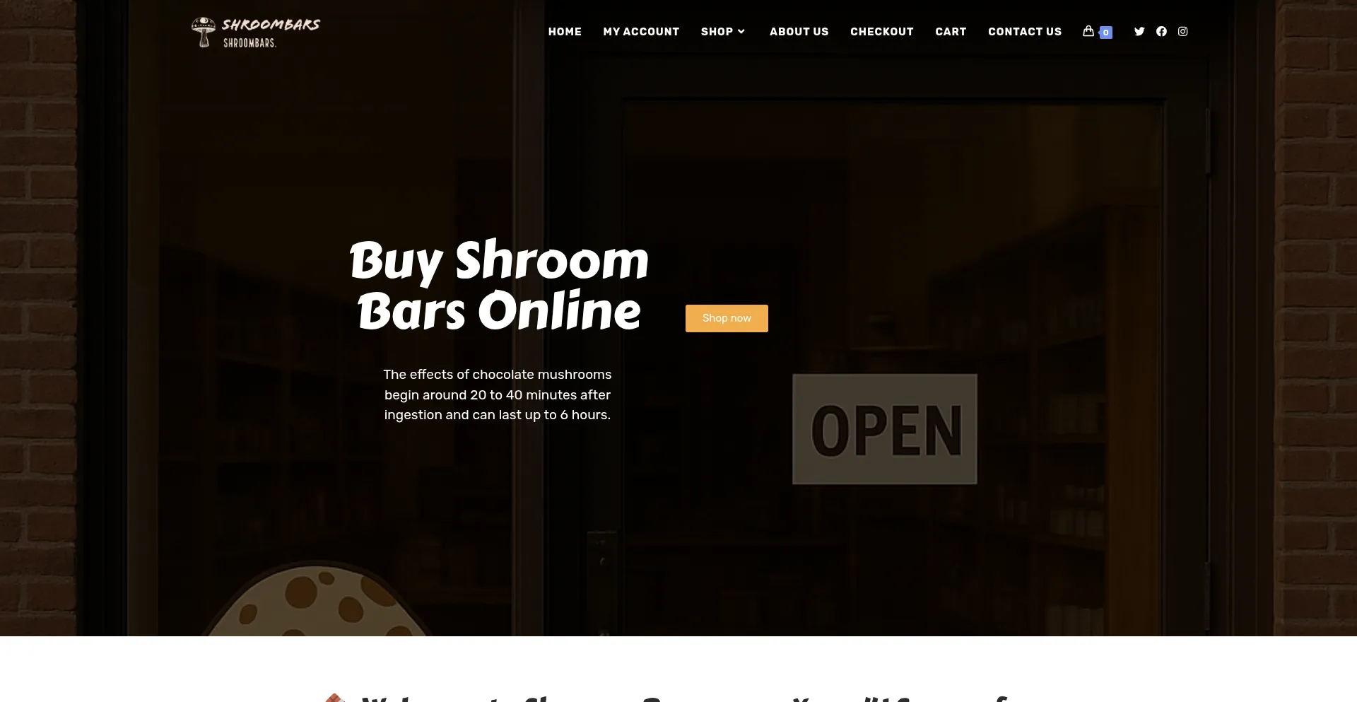 Website screenshot of Shroom-bars.com