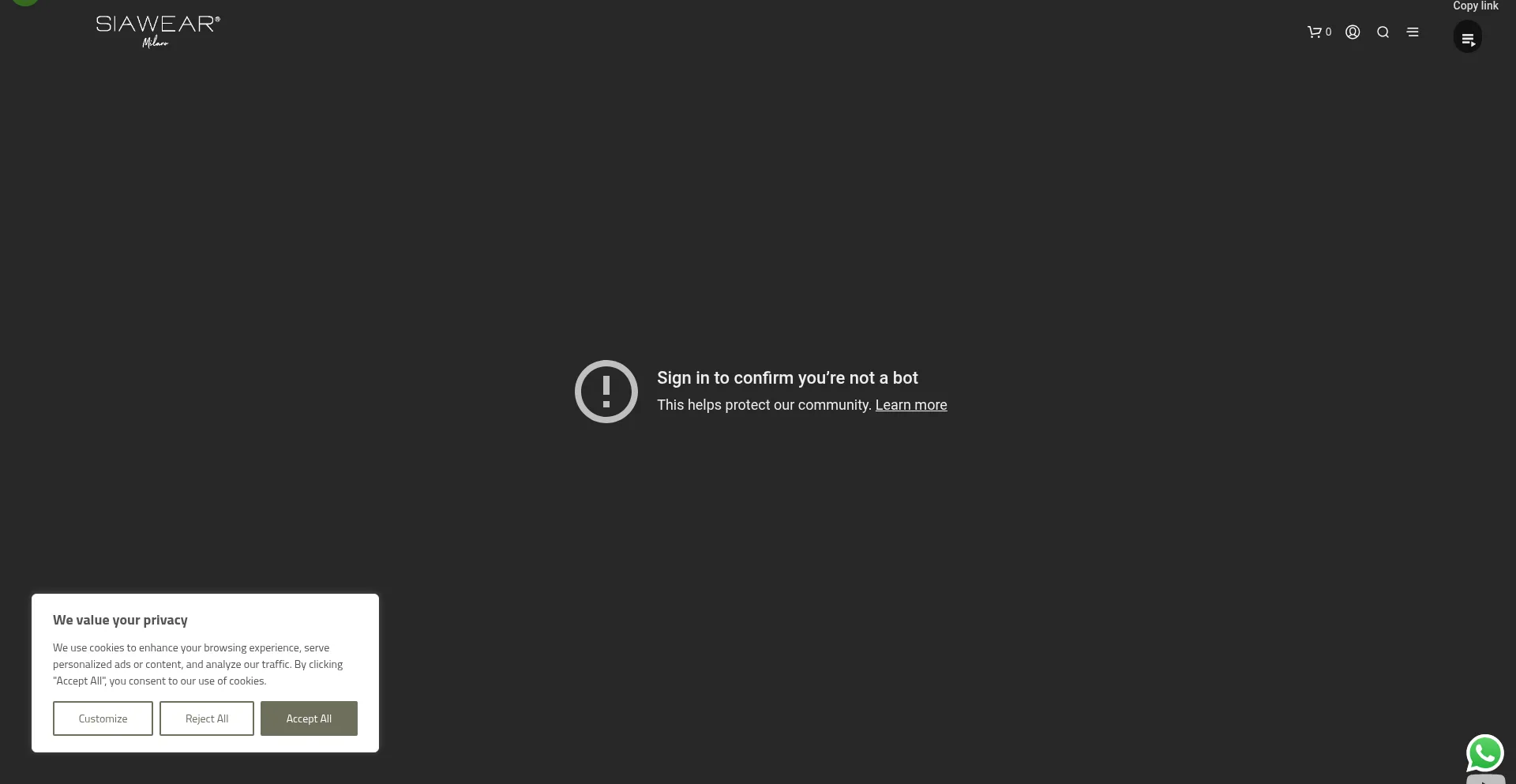 Website screenshot of Siawear.com