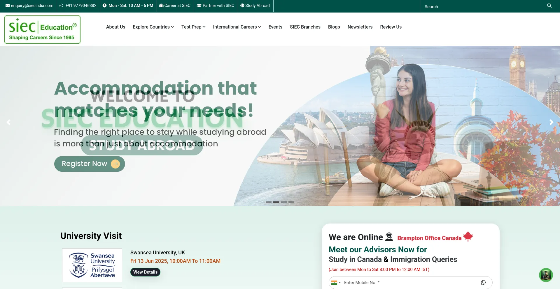 Website screenshot of Siecindia.com