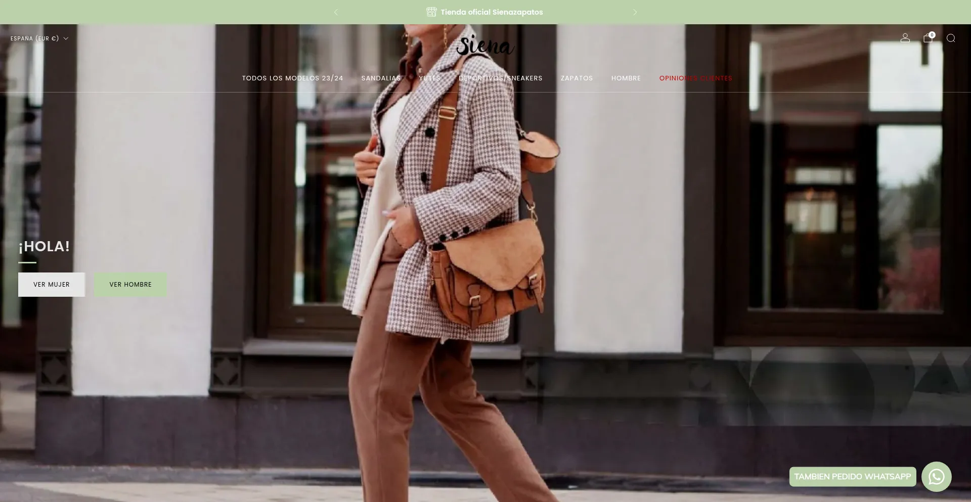 Website screenshot of Sienazapatos.com