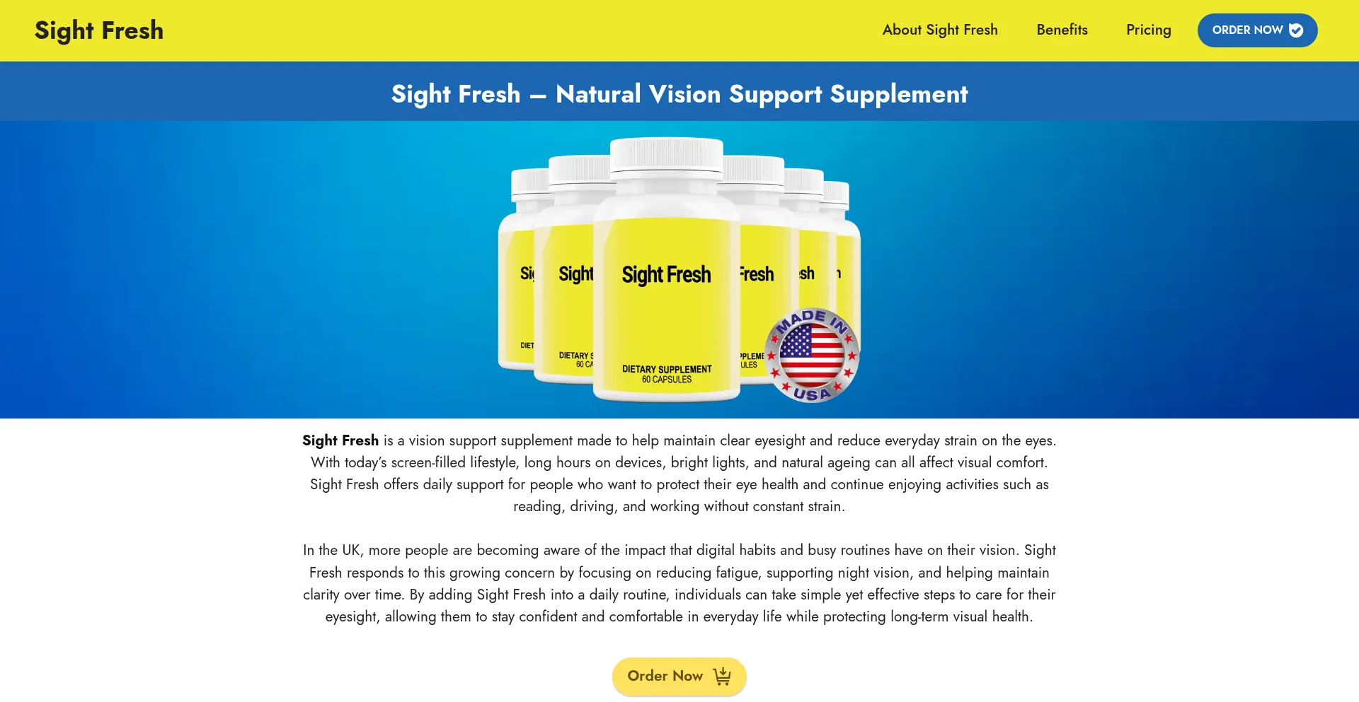Website screenshot of Sightfresh.co.uk