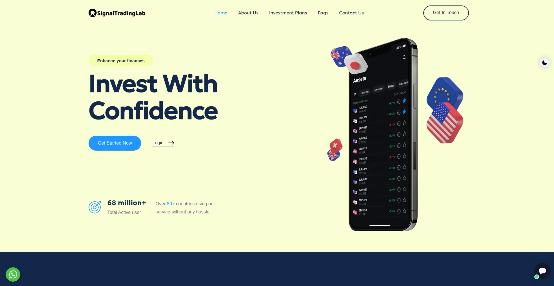 Website screenshot of Signaltradinglab.org