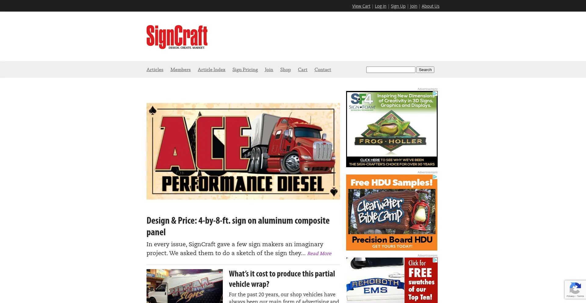 Website screenshot of Signcraft.com