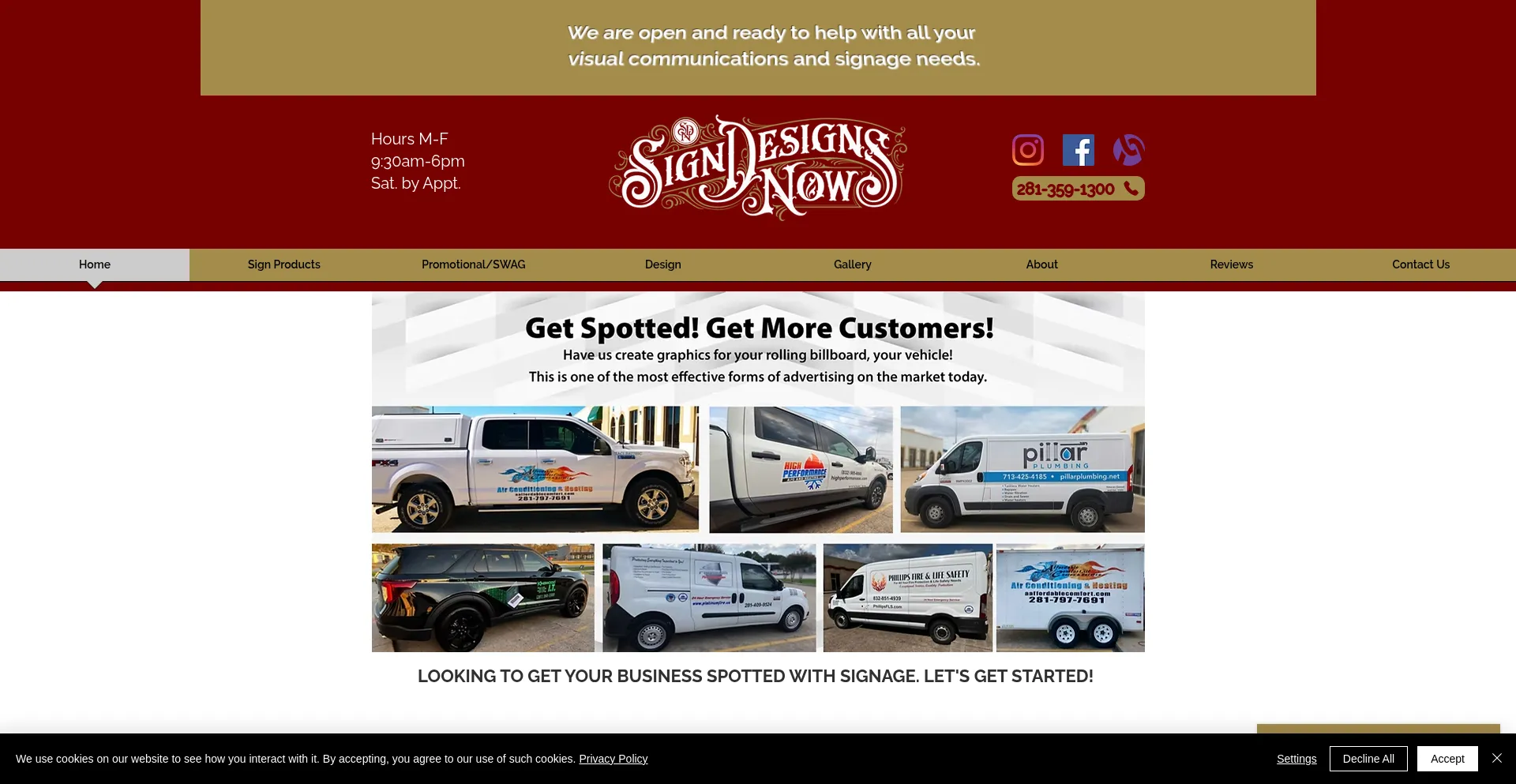 Website screenshot of Signdesignsnow.com