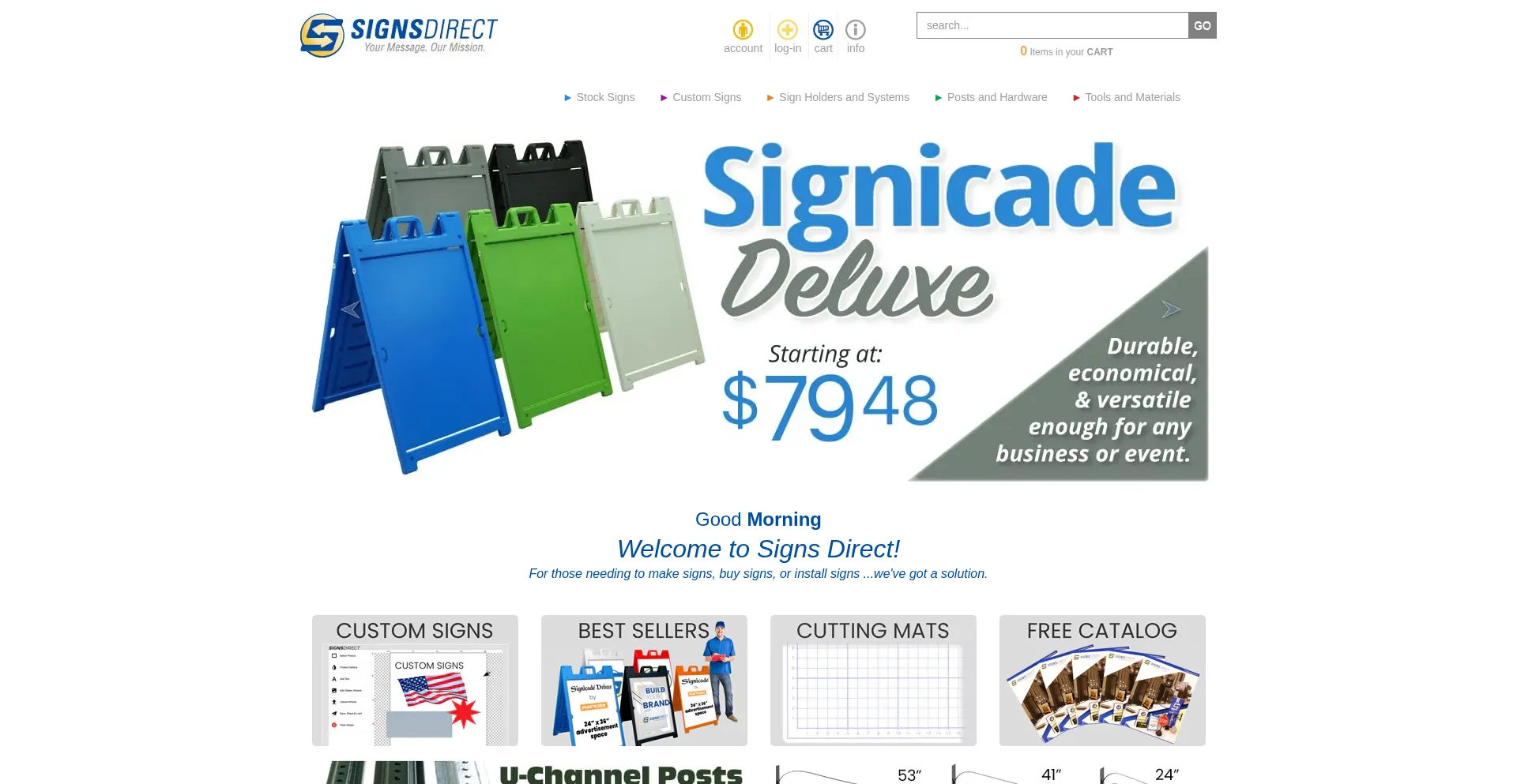 Website screenshot of Signsdirect.com