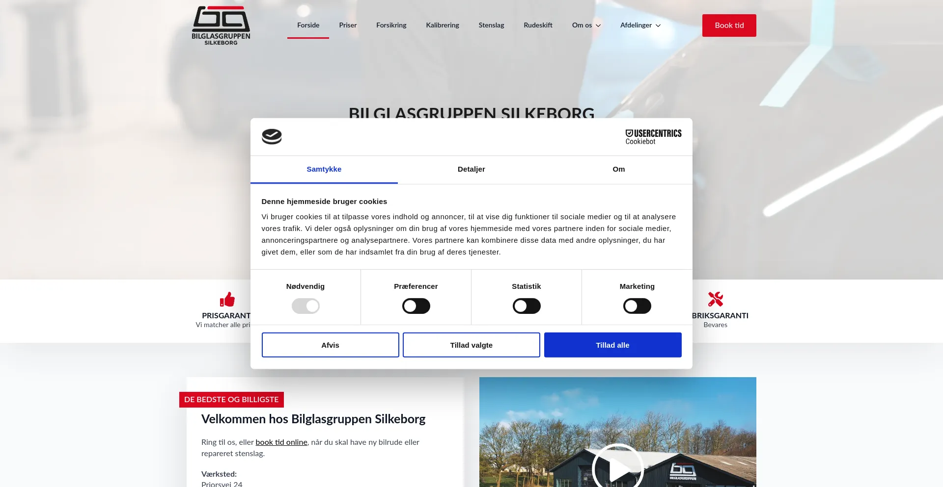 Website screenshot of Silkeborgbilglas.dk