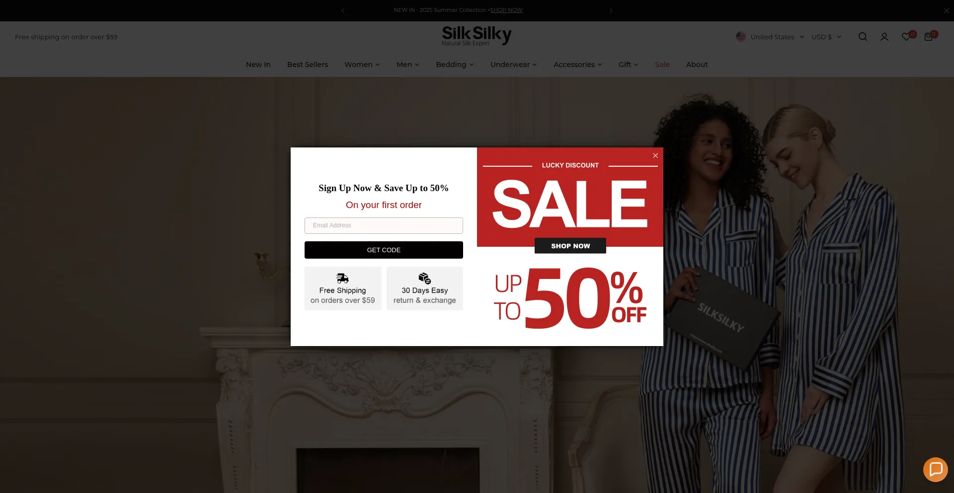 Website screenshot of Silksilky.com