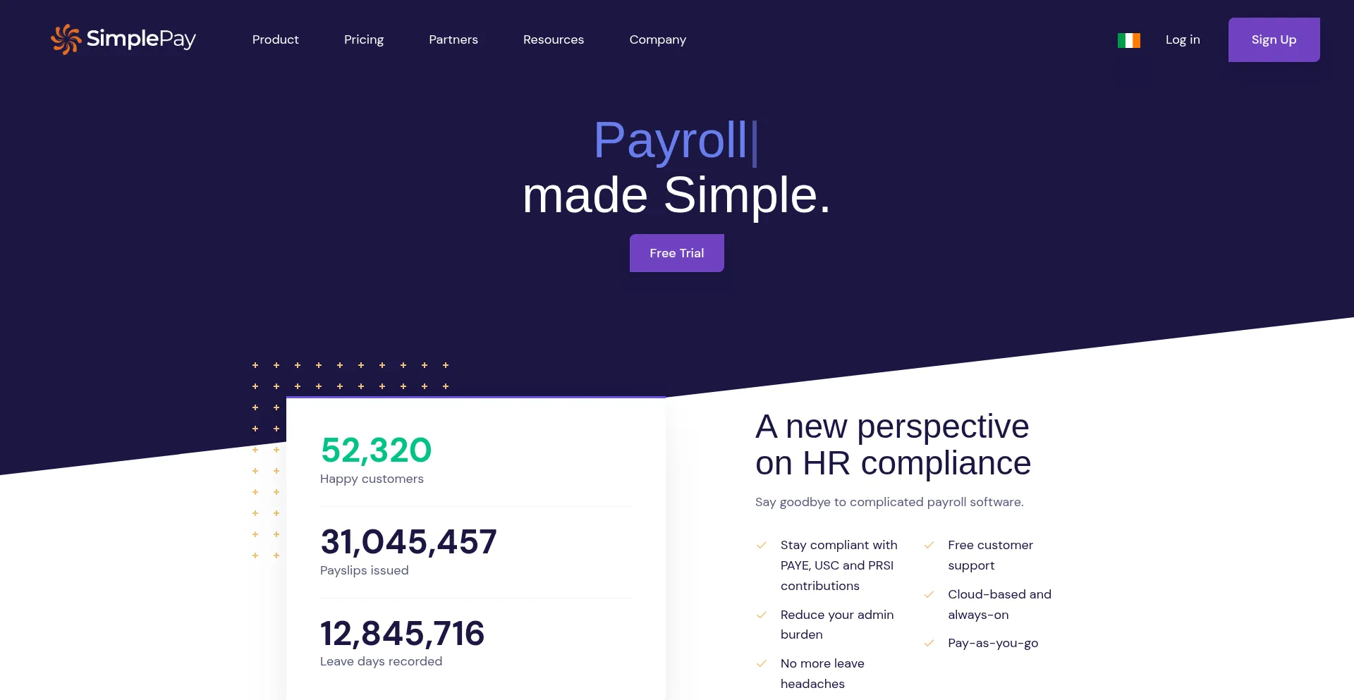 Website screenshot of Simplepay.ie